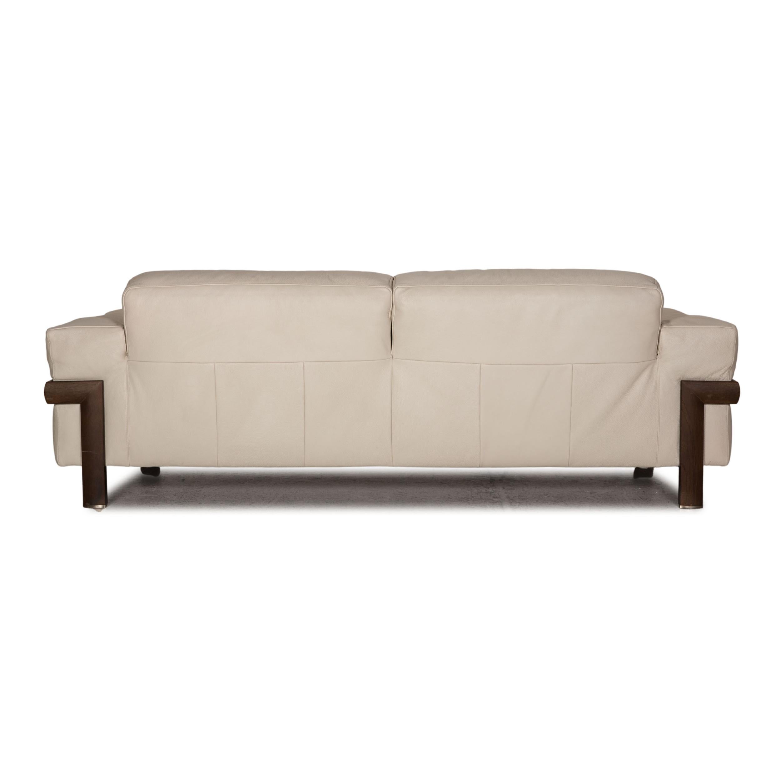 Natuzzi Leather Sofa Cream Two-Seater Couch For Sale 4