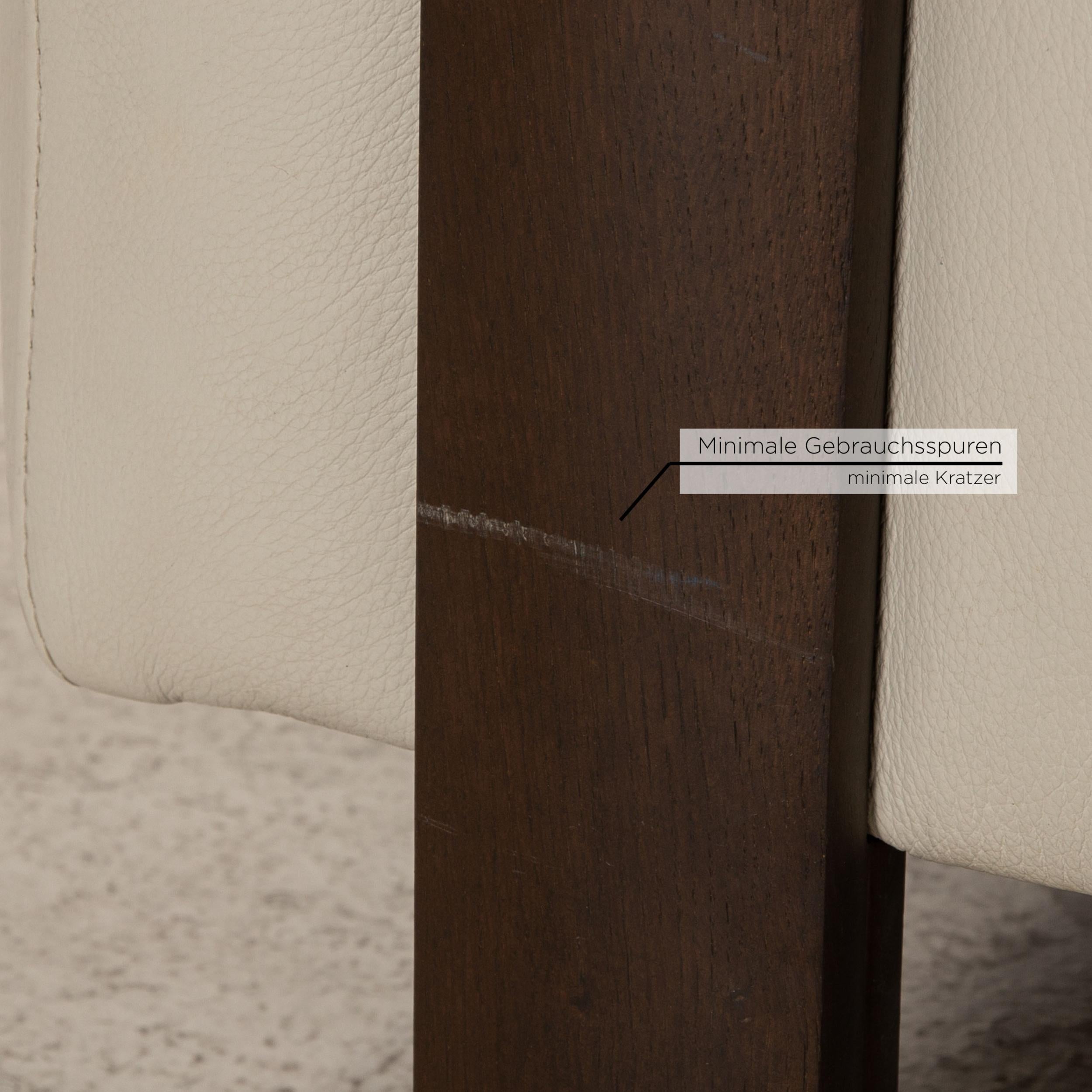 Italian Natuzzi Leather Sofa Cream Two-Seater Couch For Sale