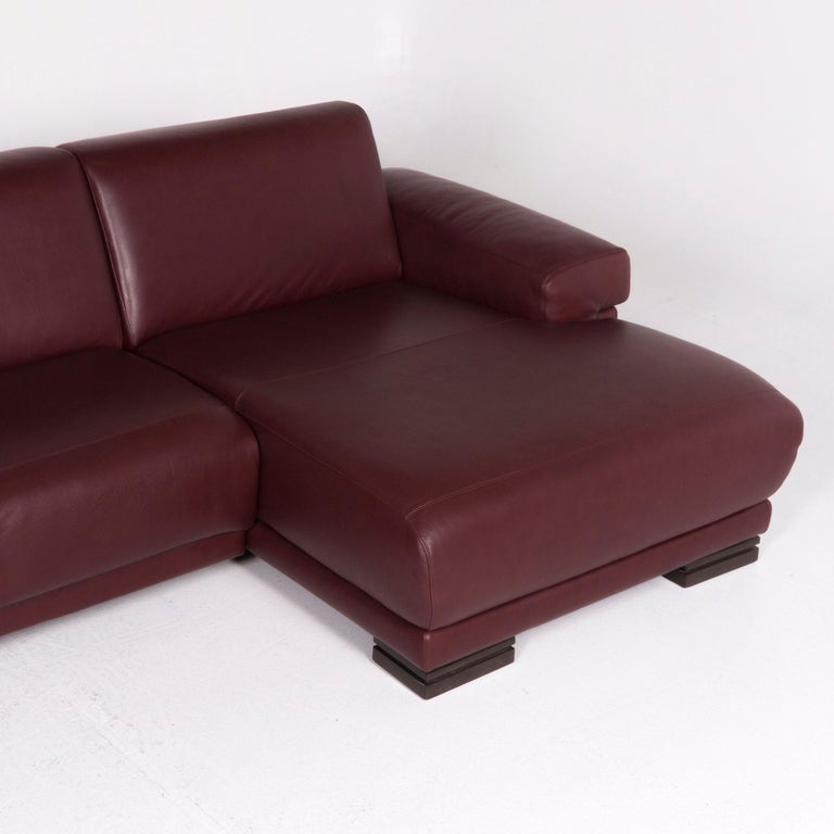 Natuzzi Leather Sofa Red Corner Sofa Including Side Table at 1stDibs