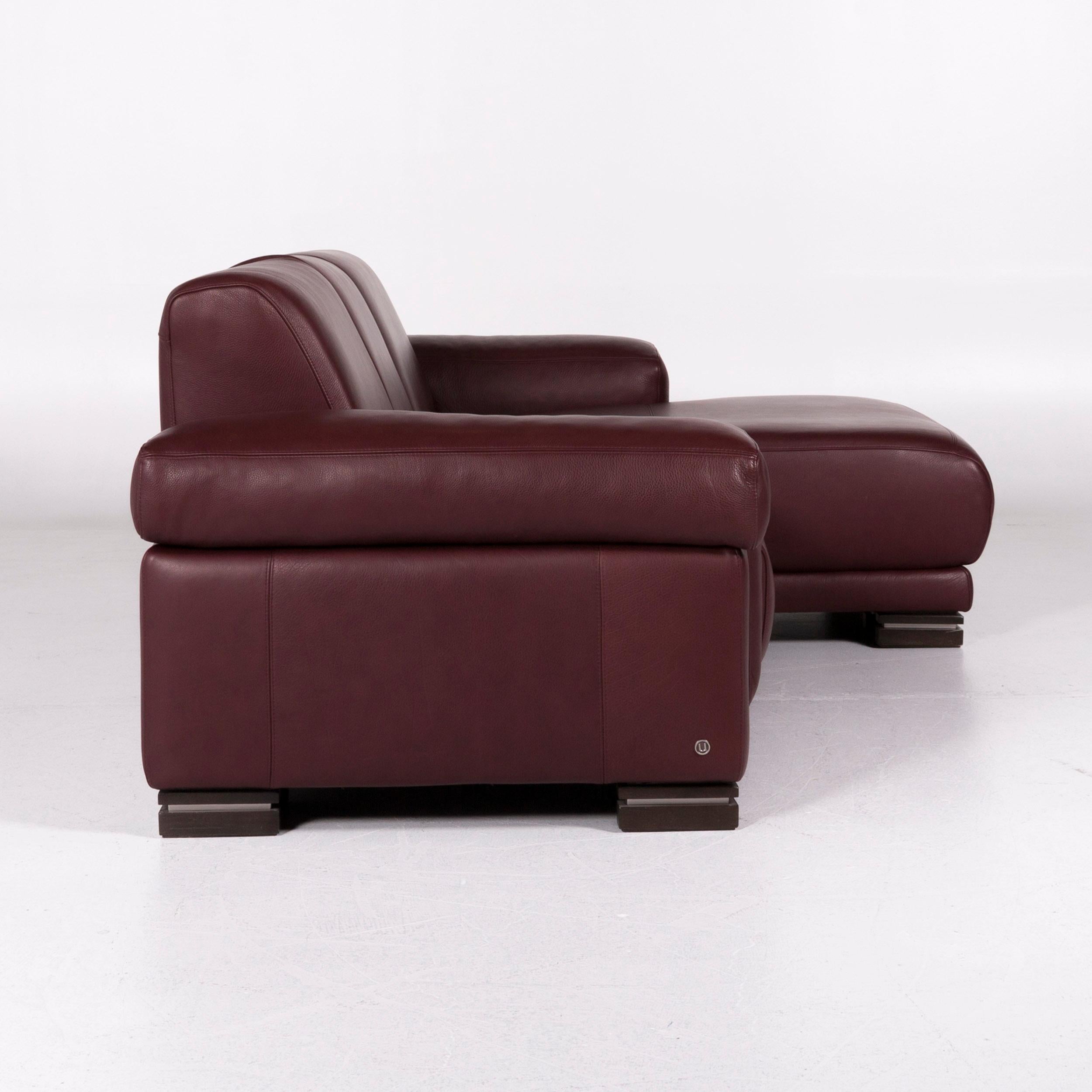 Natuzzi Leather Sofa Red Corner Sofa Including Side Table 2