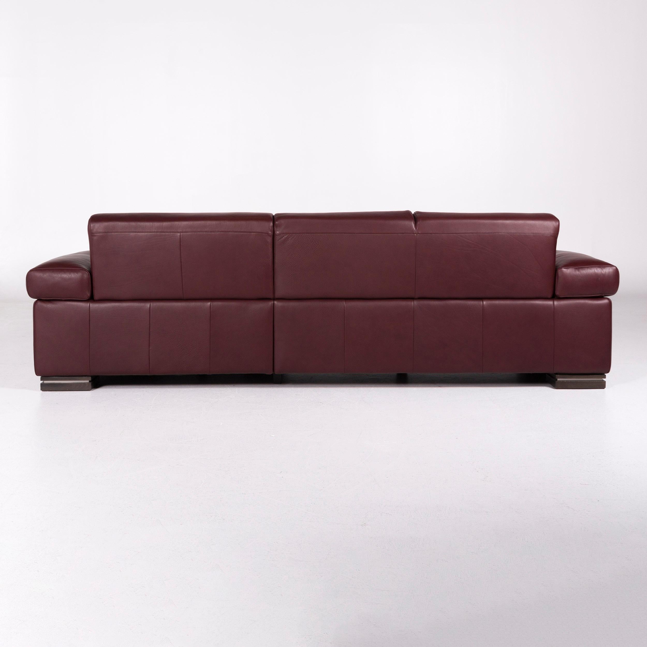 Natuzzi Leather Sofa Red Corner Sofa Including Side Table 3