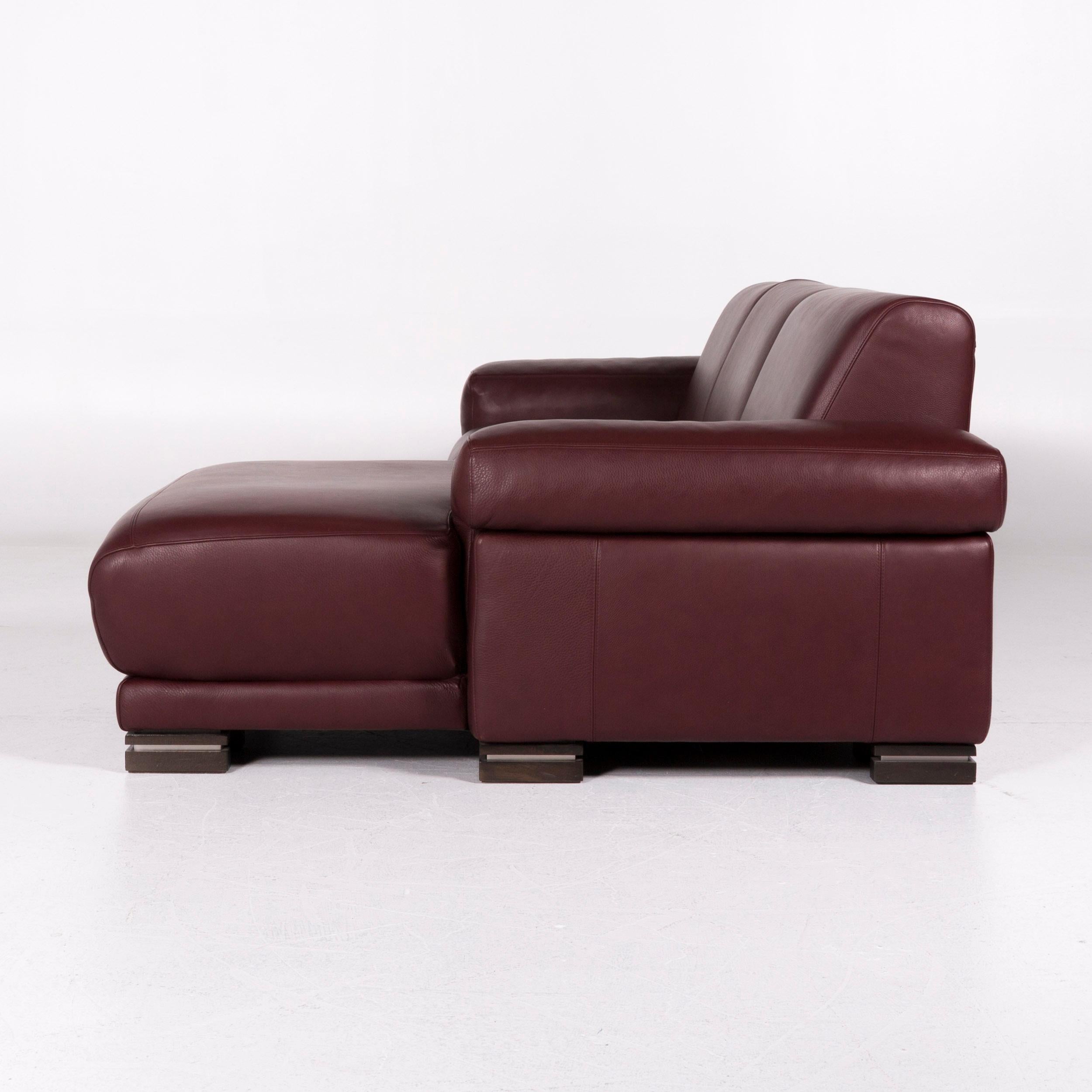 Natuzzi Leather Sofa Red Corner Sofa Including Side Table 4