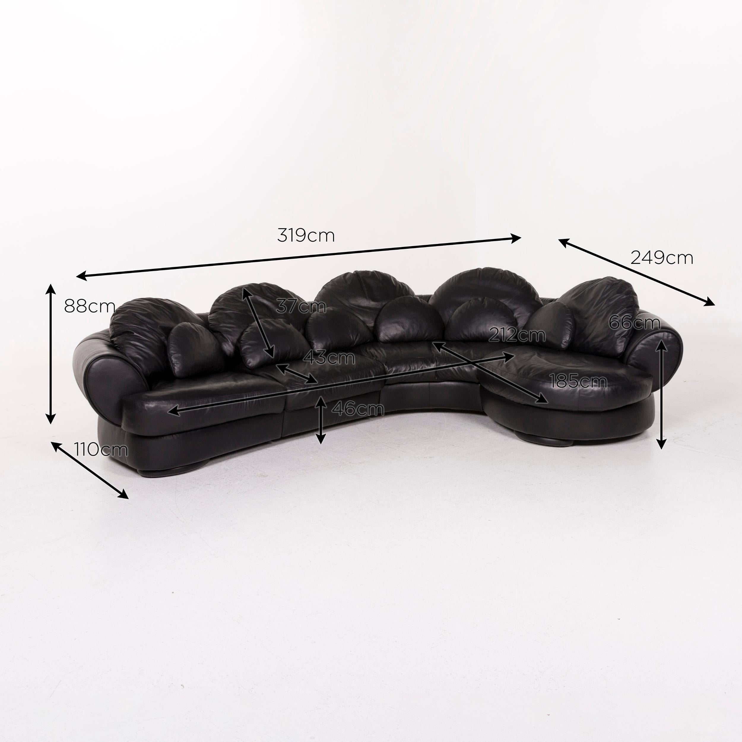 We bring to you a Natuzzi leather sofa set black 1x corner sofa 1x stool.
 SKU: #12334
 

 Product Measurements in centimeters:
 

 depth: 110
 width: 319
 height: 88
 seat-height: 46
 rest-height: 66
 seat-depth: 43
 seat-width: 212
