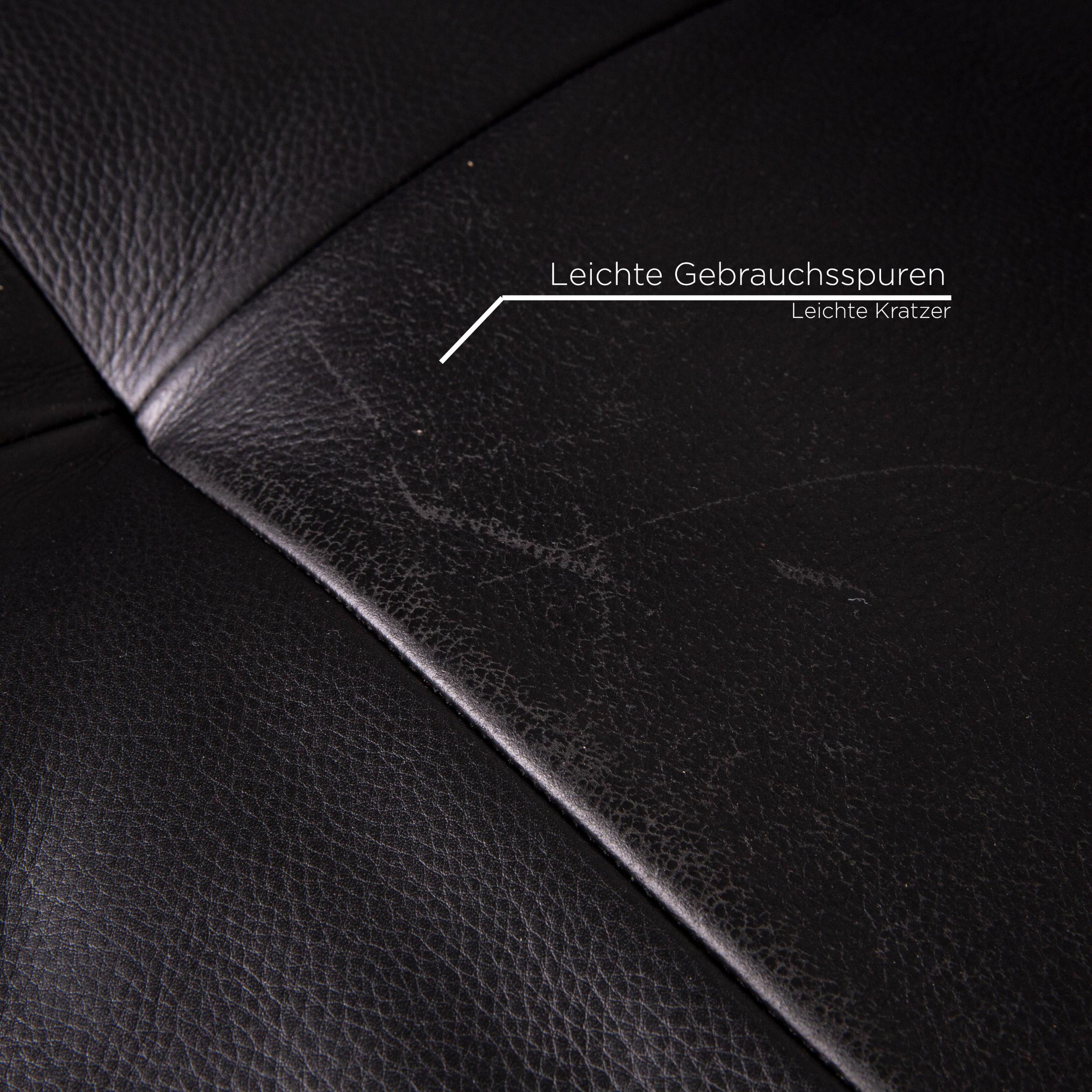 Natuzzi Leather Sofa Set Black 1 Three-Seat 1 Two-Seat Function 3