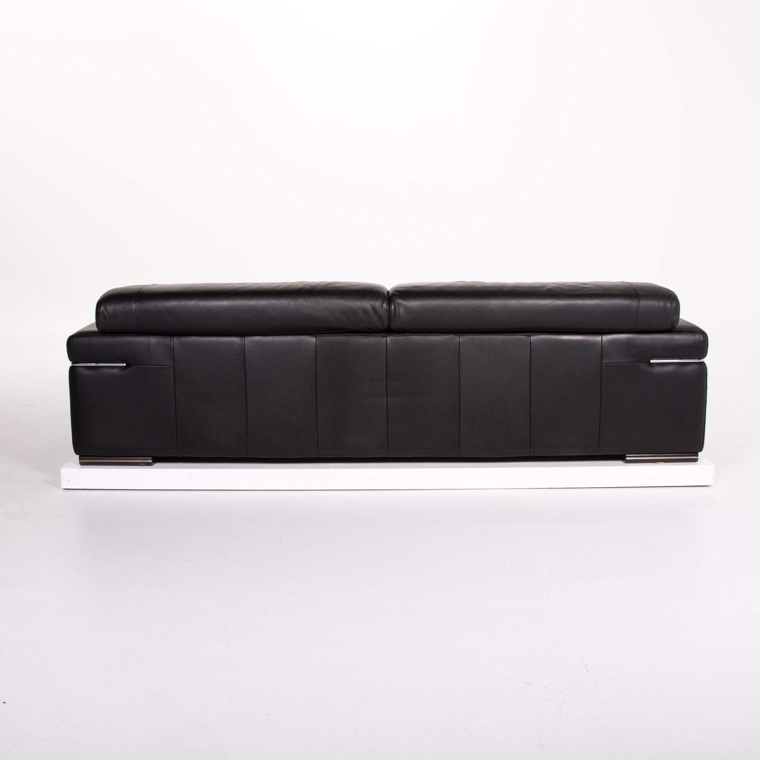 Natuzzi Leather Sofa Set Black 1 Three-Seat 1 Two-Seat Function 6
