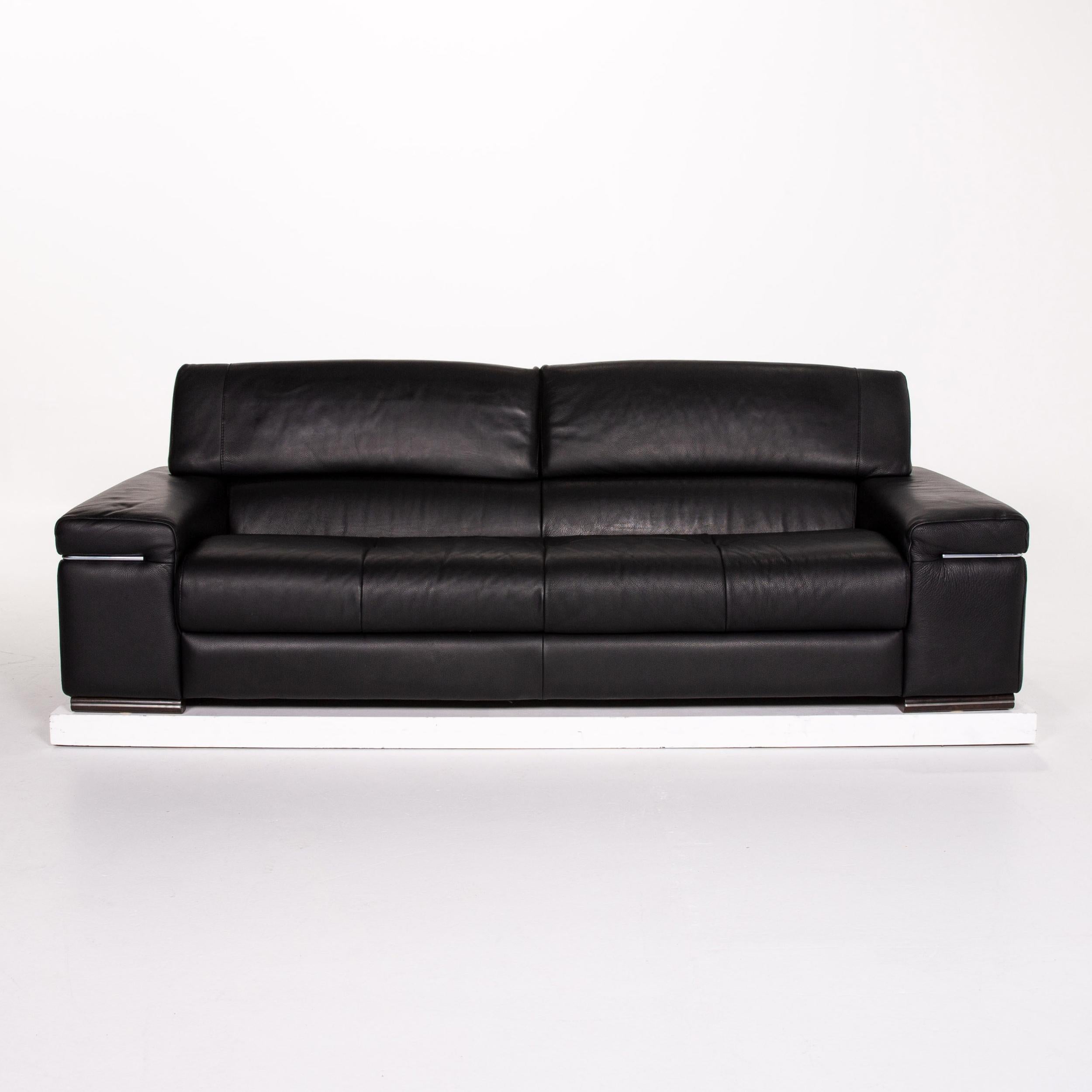 black leather couch set