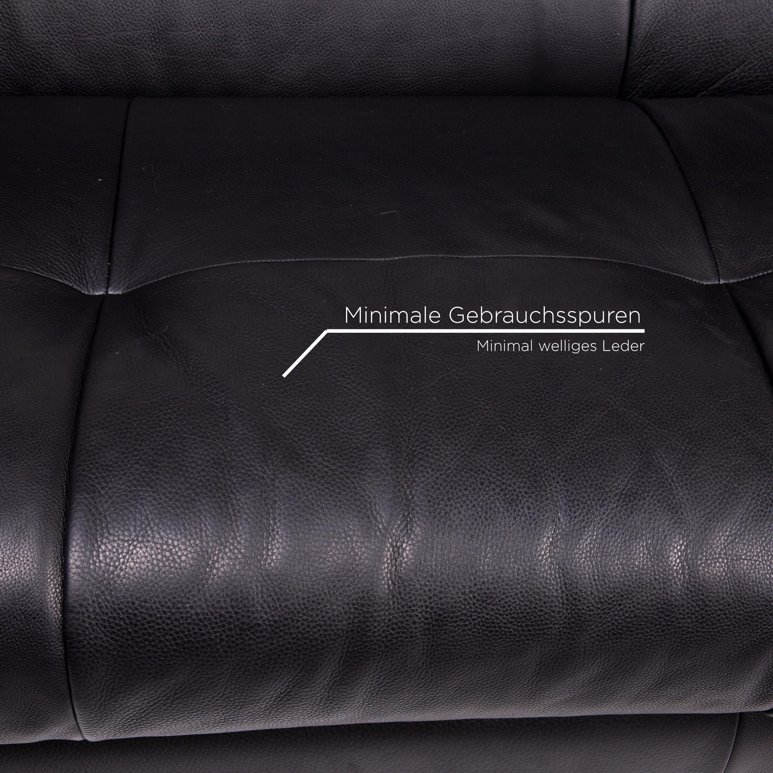 Italian Natuzzi Leather Sofa Set Black 1 Three-Seat 1 Two-Seat Function