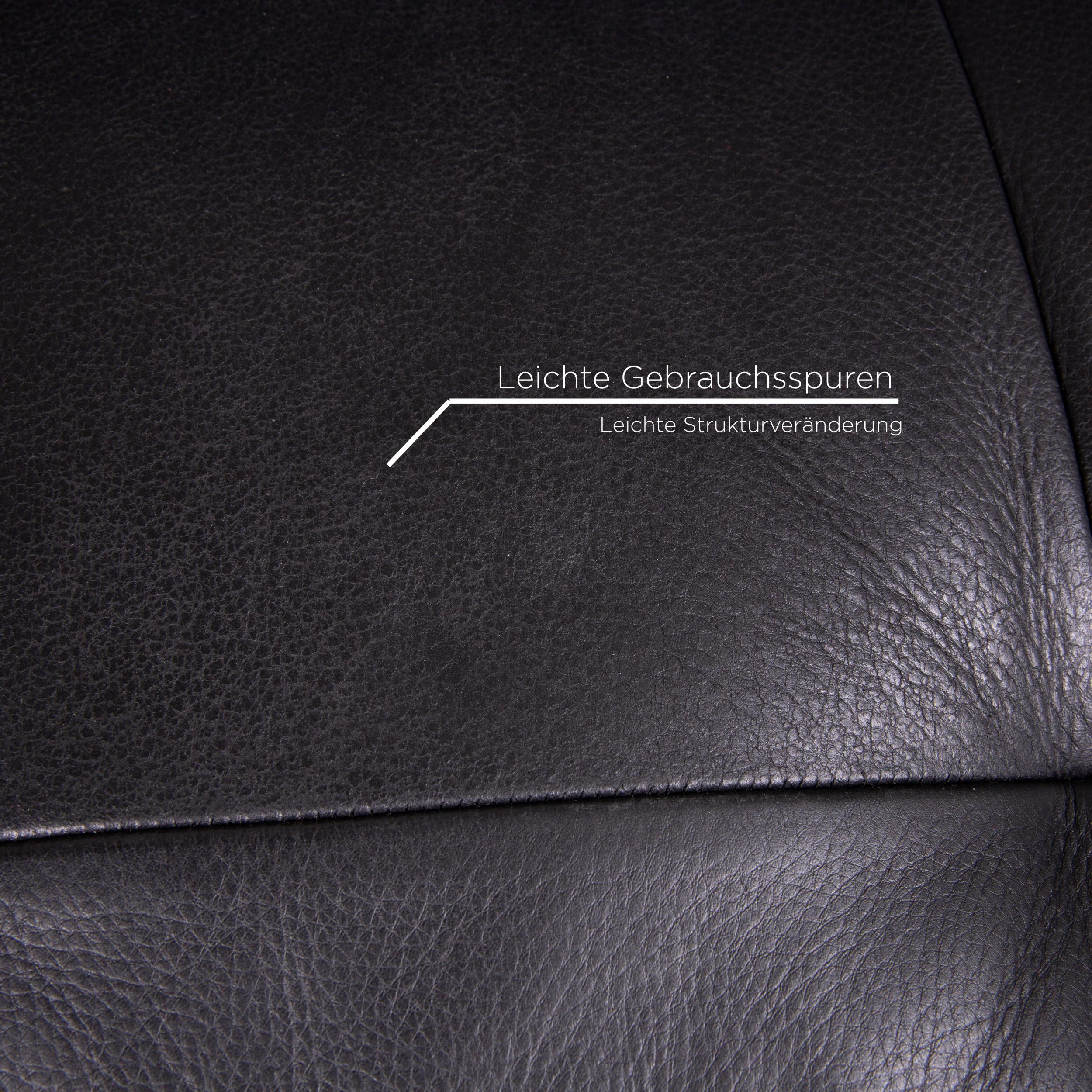 Natuzzi Leather Sofa Set Black 1 Three-Seat 1 Two-Seat Function In Good Condition In Cologne, DE
