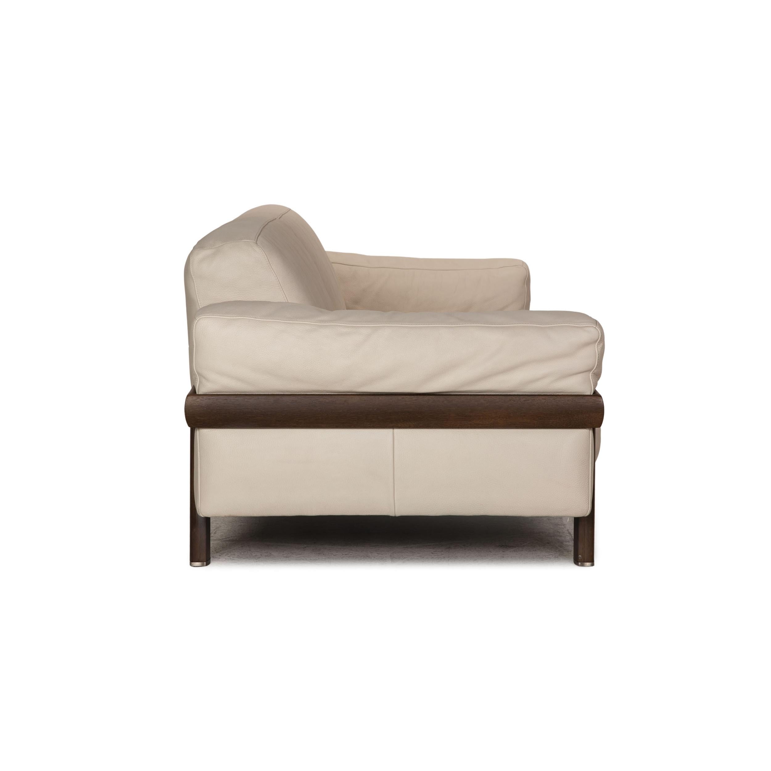 Natuzzi Leather Sofa Set Cream 2x Two-Seater Couch For Sale 3