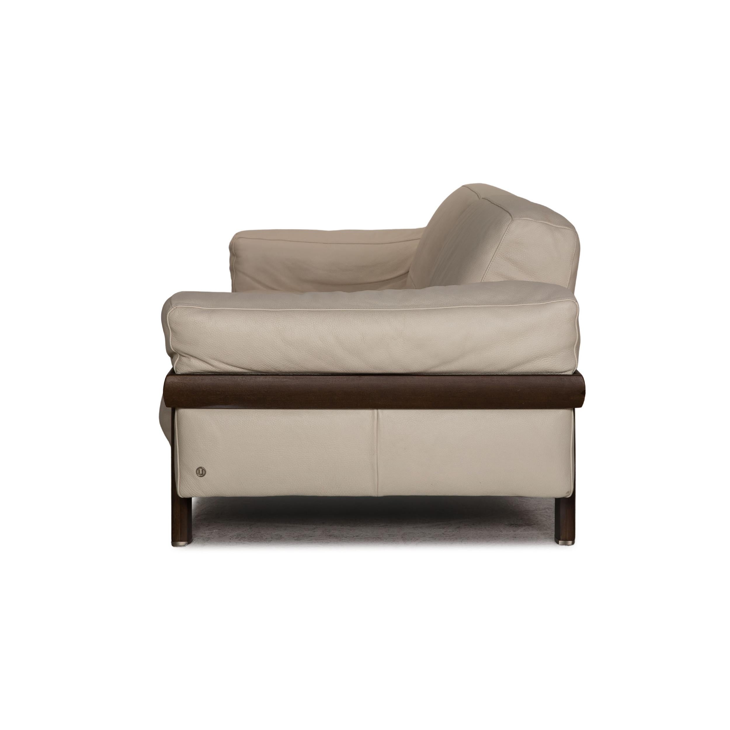 Natuzzi Leather Sofa Set Cream 2x Two-Seater Couch For Sale 5