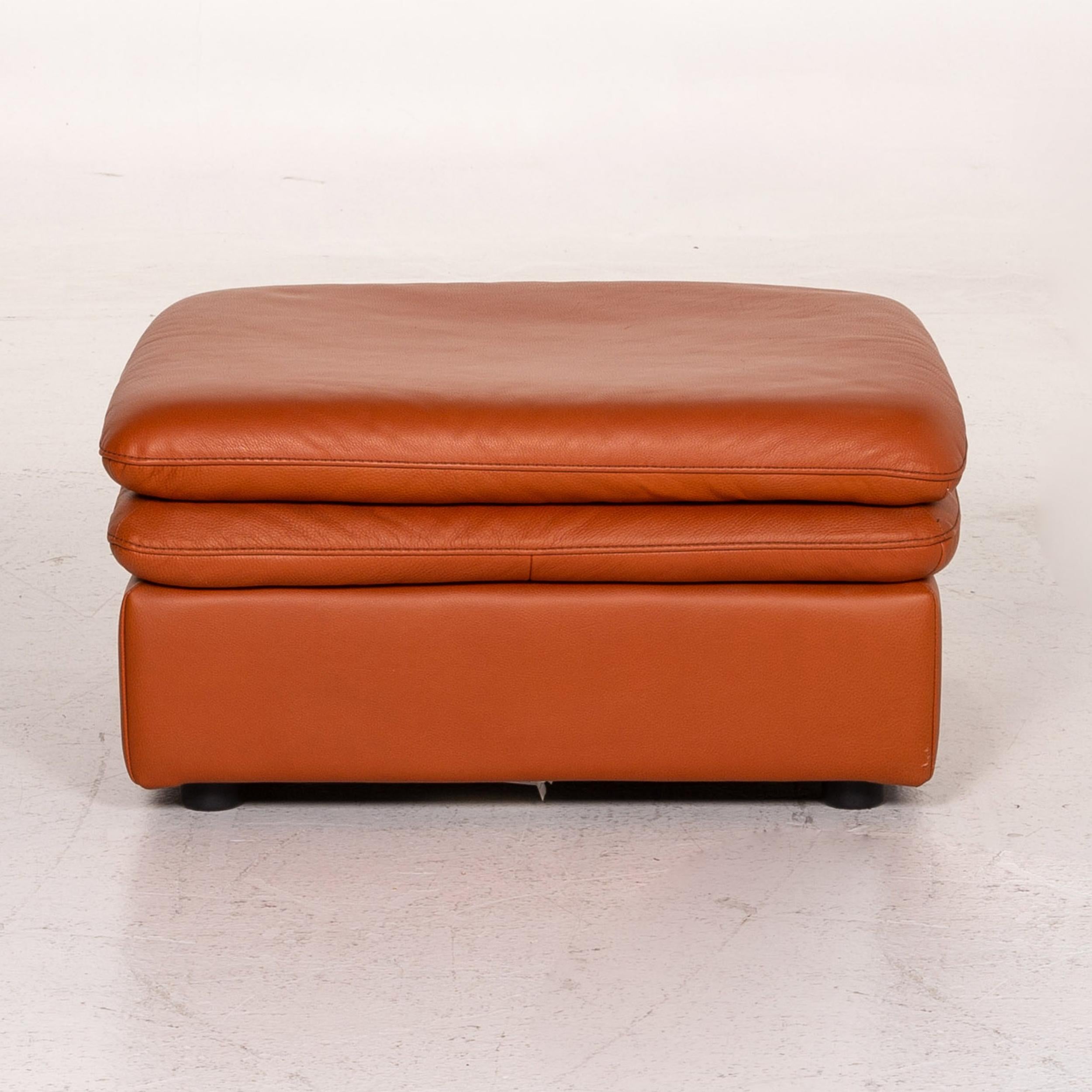 Natuzzi Leather Sofa Set Terracotta 1 Corner Sofa 1 Stool Couch For Sale 4