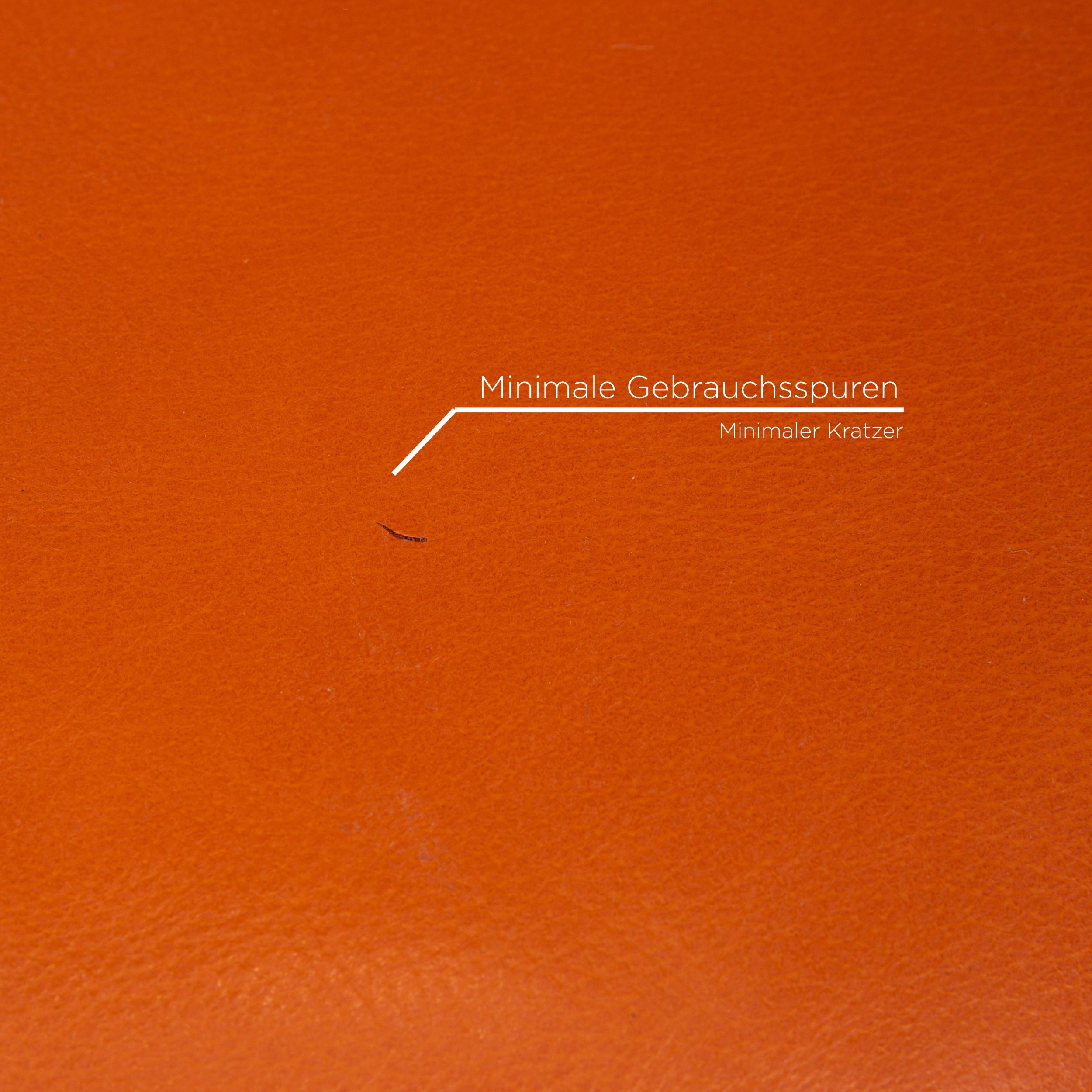 Italian Natuzzi Leather Sofa Set Terracotta 1 Corner Sofa 1 Stool Couch For Sale
