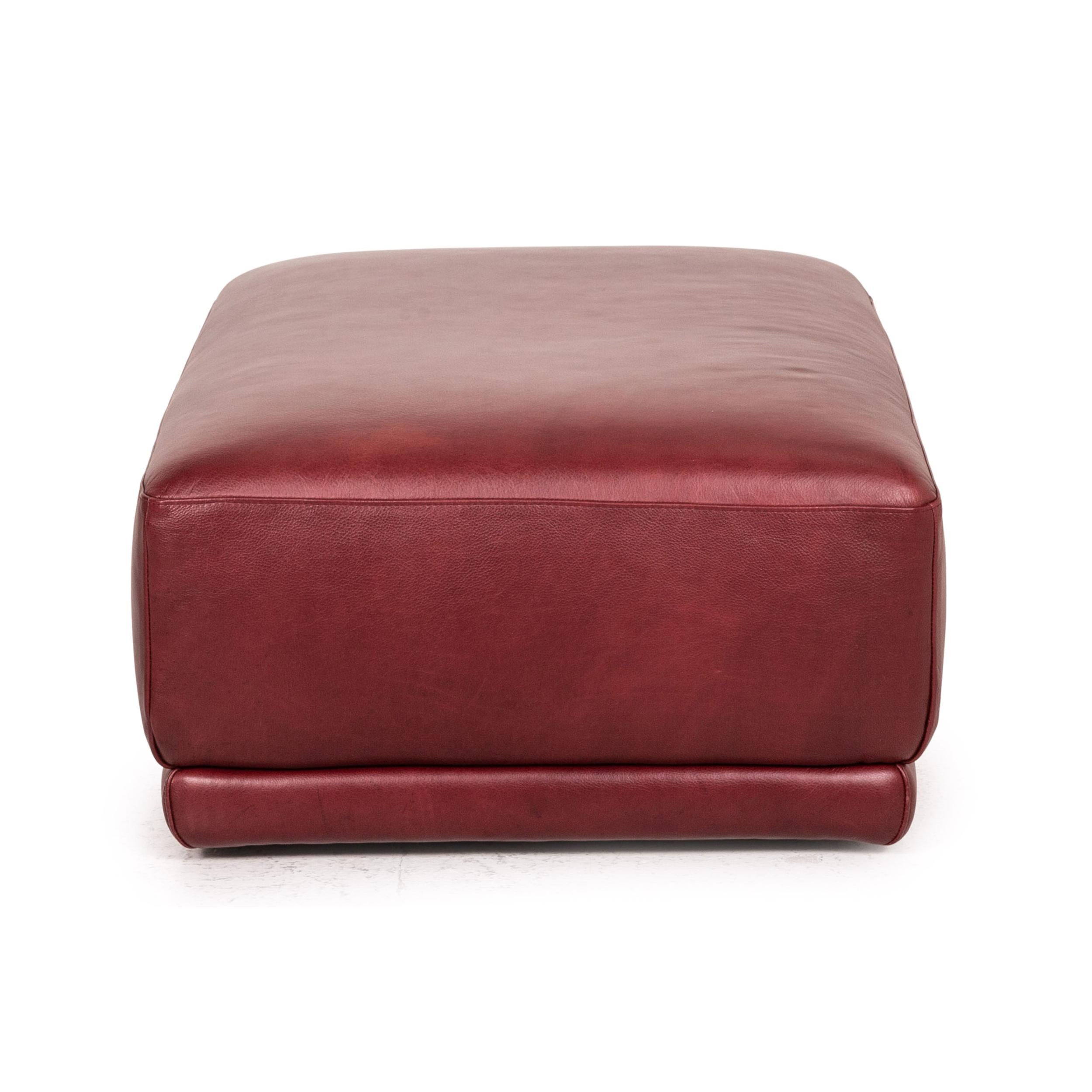 Contemporary Natuzzi Leather Stool Red Ottoman