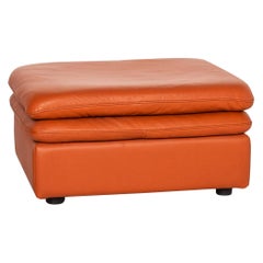 Natuzzi Leather Stool Terracotta Orange Ottoman
