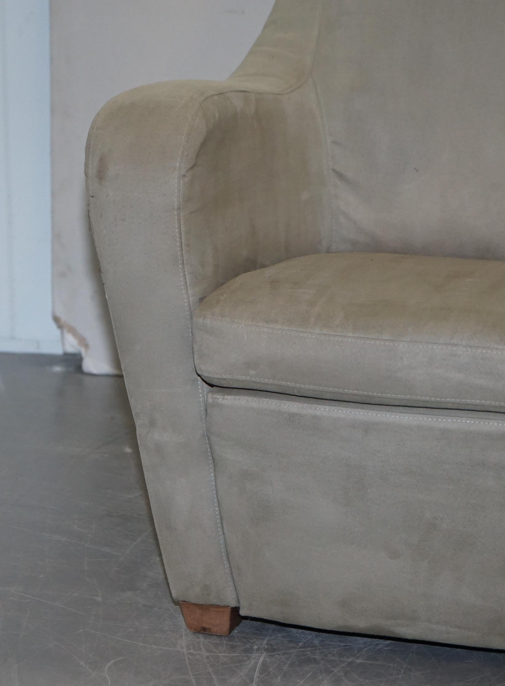 Natuzzi Made in Italy Suede Grey Upholstery Armchair Professionally Cleaned 3