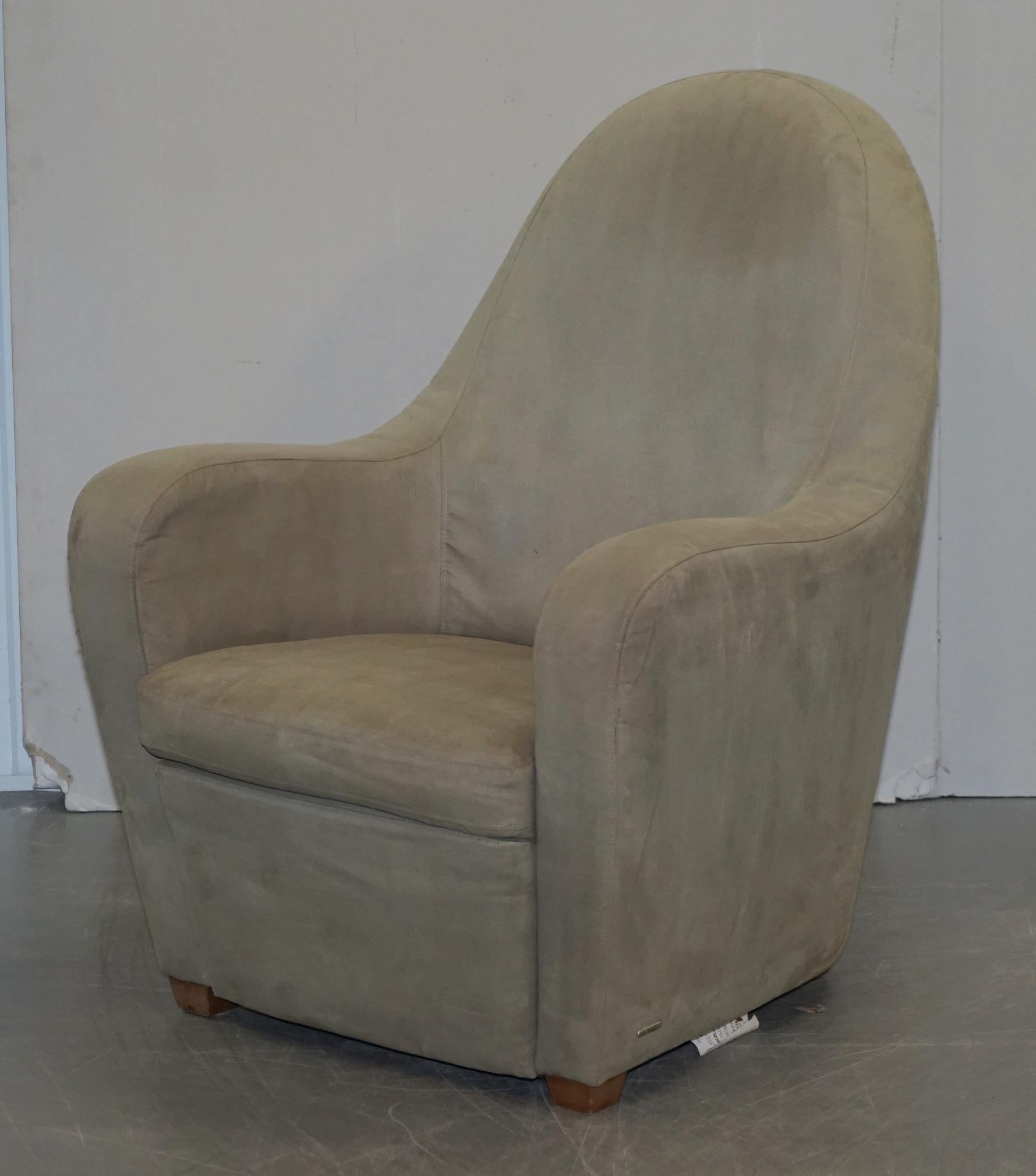 Italian Natuzzi Made in Italy Suede Grey Upholstery Armchair Professionally Cleaned