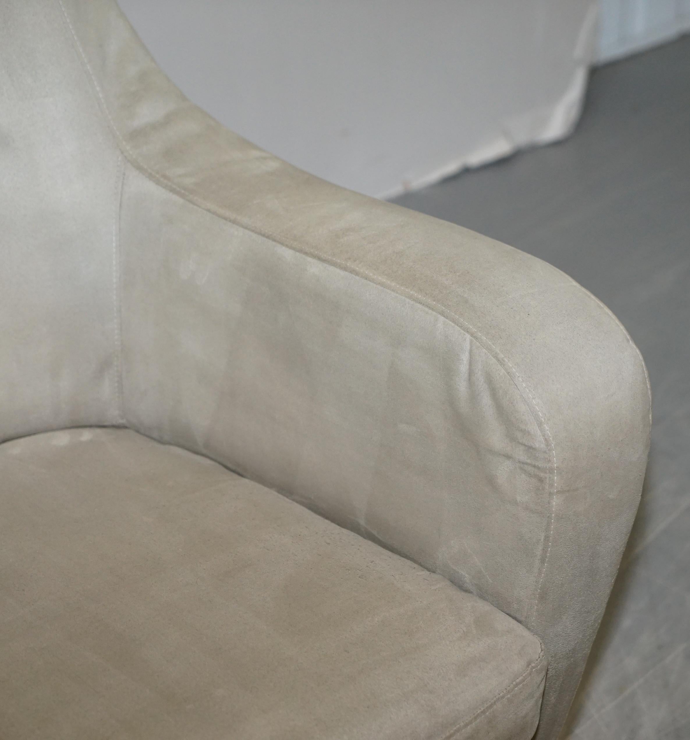 Natuzzi Made in Italy Suede Grey Upholstery Armchair Professionally Cleaned 1