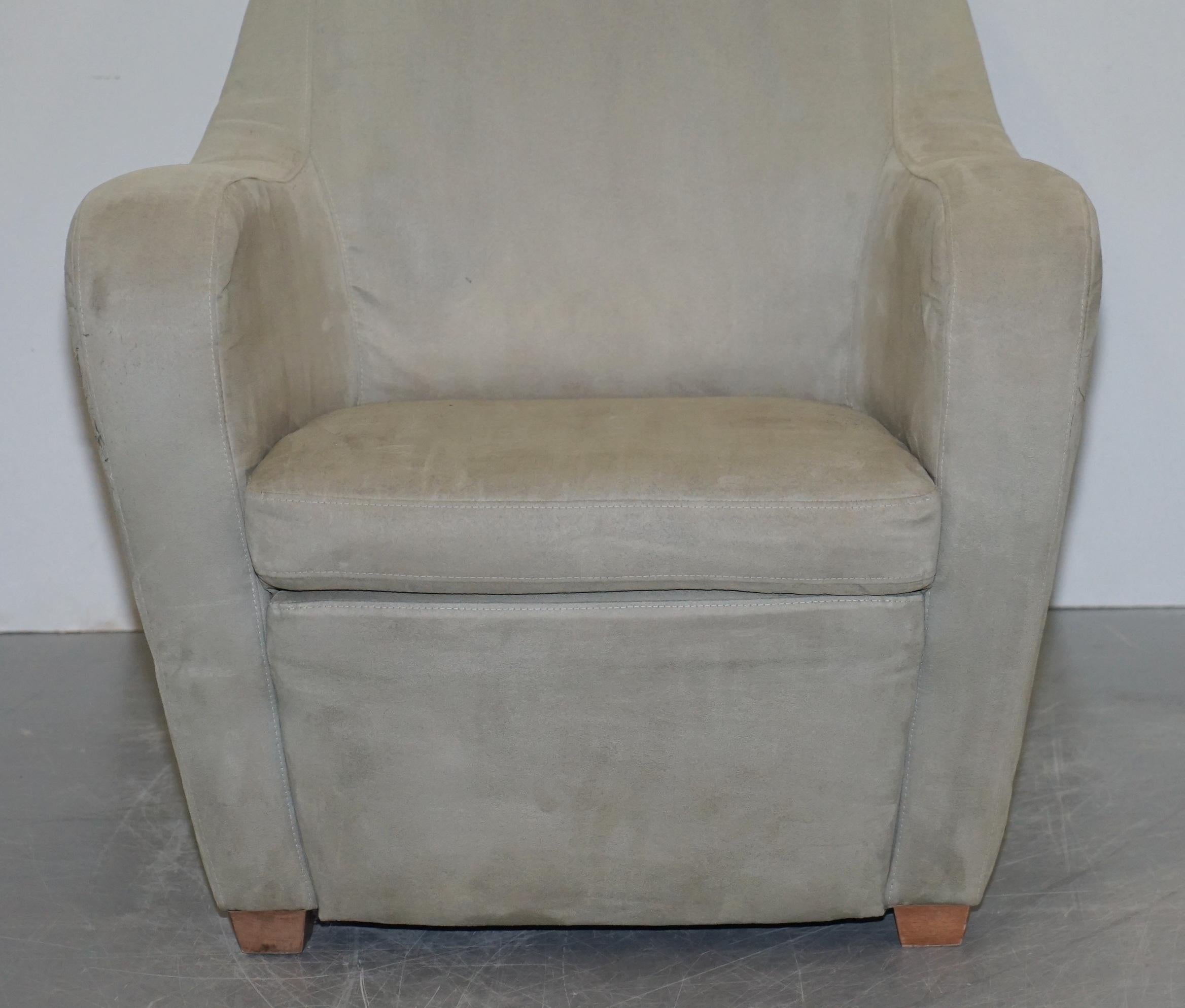 Natuzzi Made in Italy Suede Grey Upholstery Armchair Professionally Cleaned 2