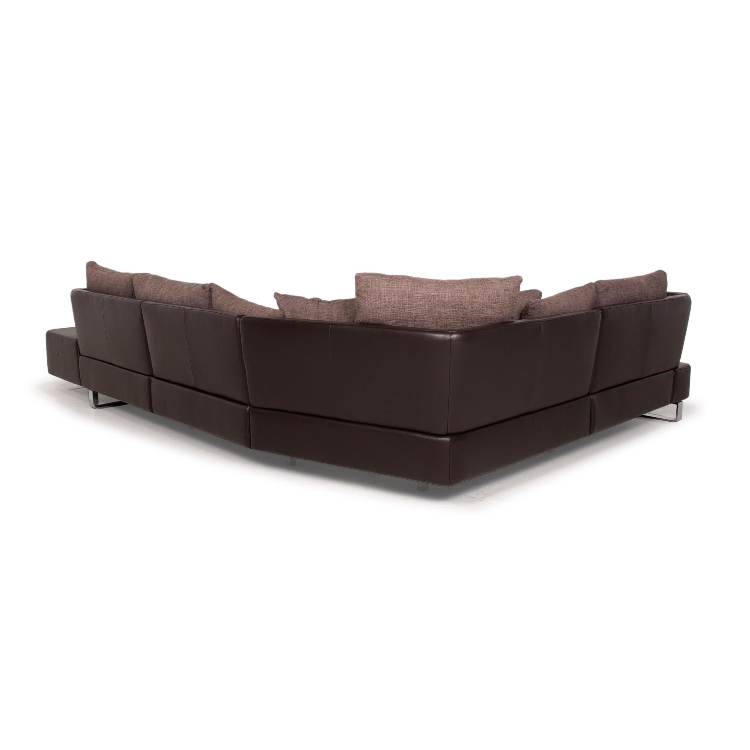 Natuzzi Opus Brown Leather Corner Sofa 2