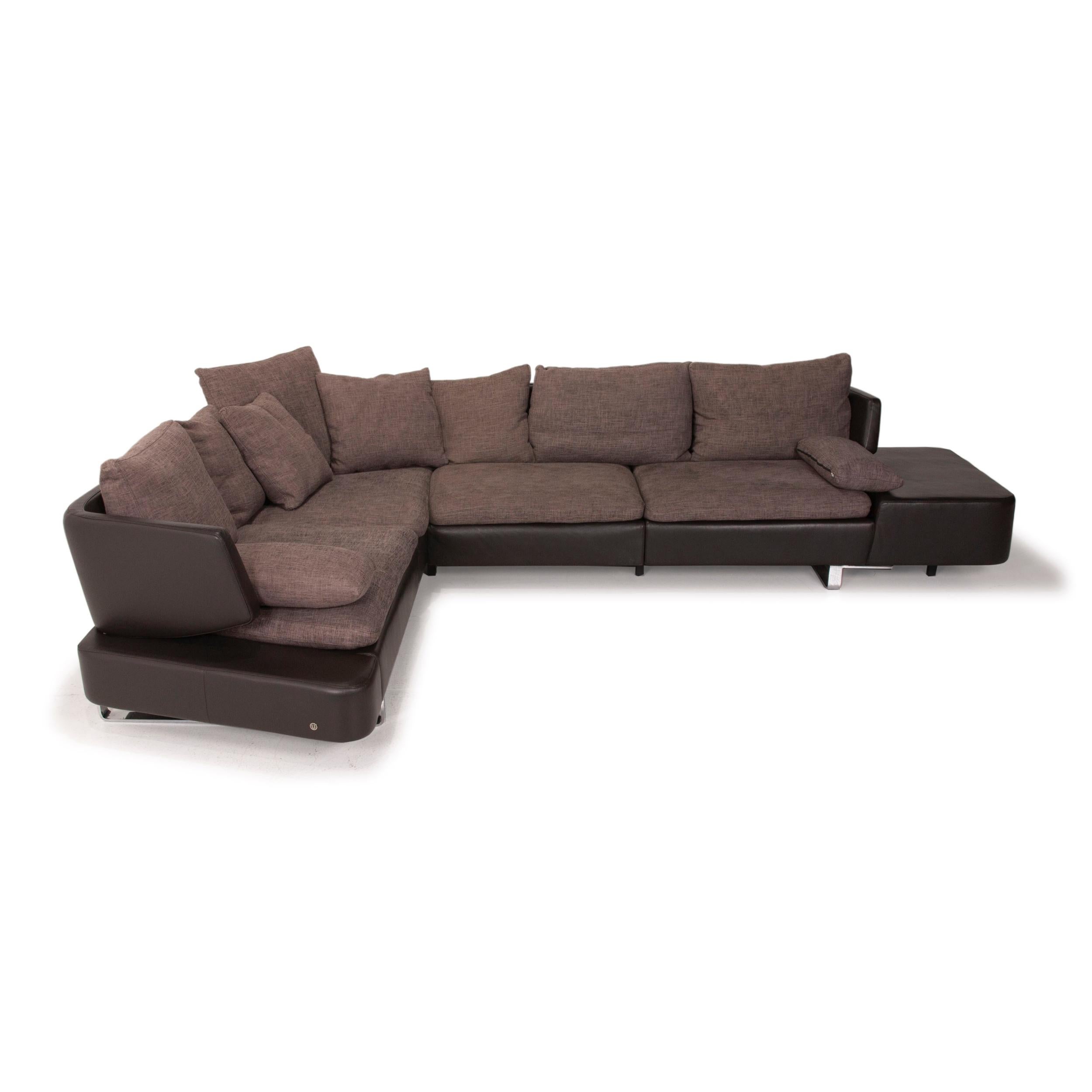 Natuzzi Opus Brown Leather Corner Sofa In Good Condition In Cologne, DE