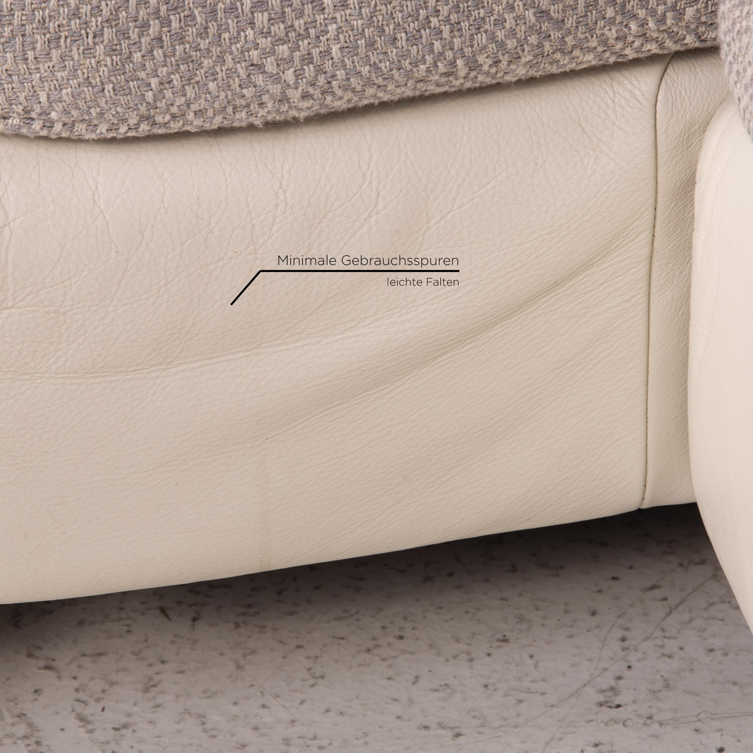 Modern Natuzzi Opus Leather Fabric Corner Sofa Gray Cream Sofa Couch For Sale