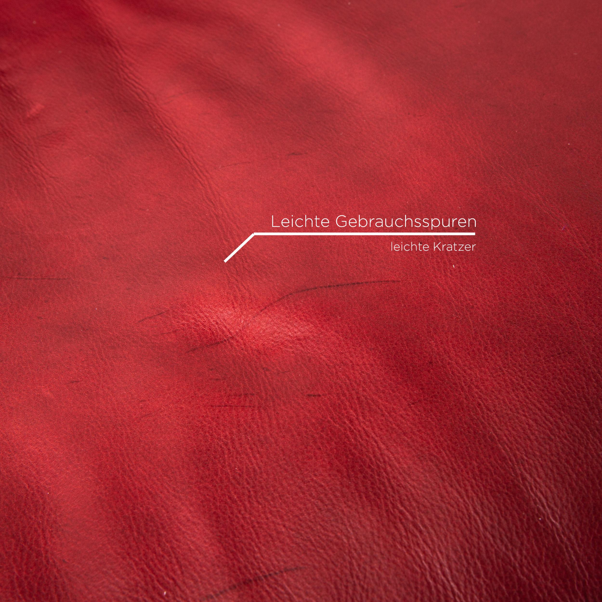 Modern Natuzzi Preludio Leather Corner Sofa Red Dark Red Function Couch