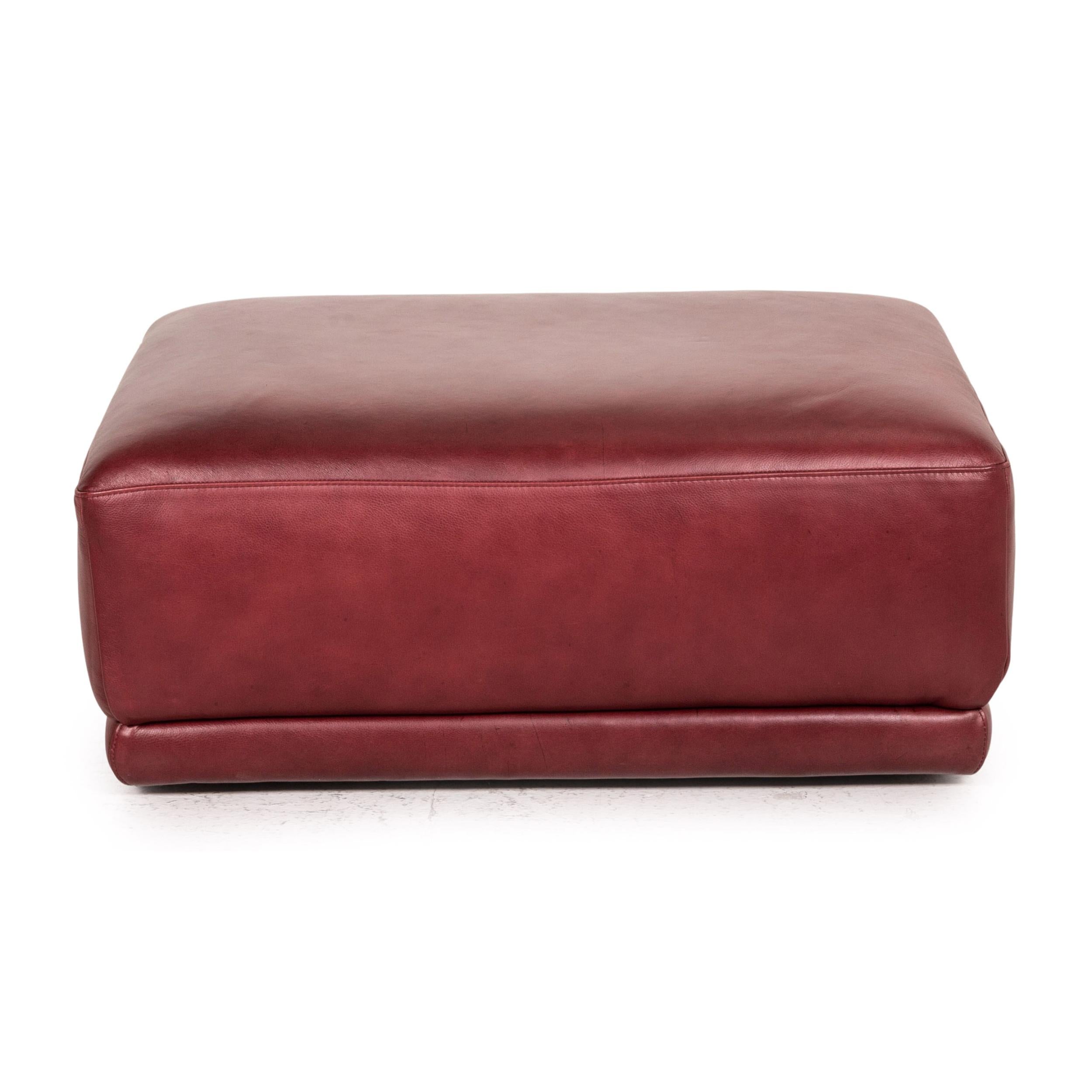 Natuzzi Preludio Leder Sofa Set Rot Dunkelrot 1x Ecksofa 1x Hocker Funktion 9
