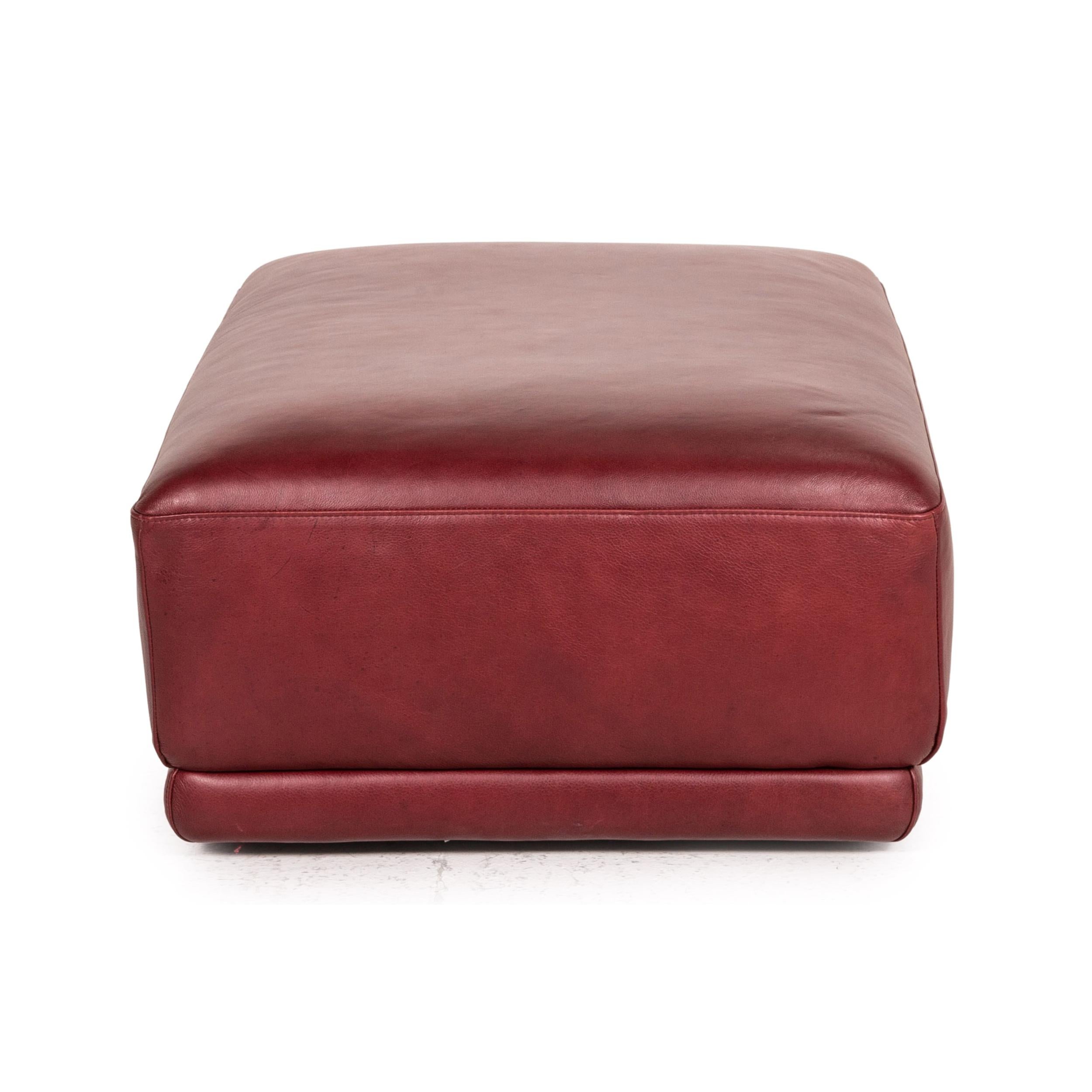 Natuzzi Preludio Leder Sofa Set Rot Dunkelrot 1x Ecksofa 1x Hocker Funktion 11