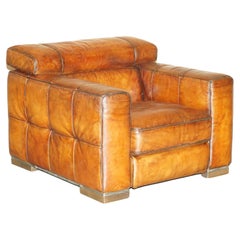 Natuzzi Roma Cigar Brown Fauteuil électrique en cuir avec appui-tête relevable Part of Set