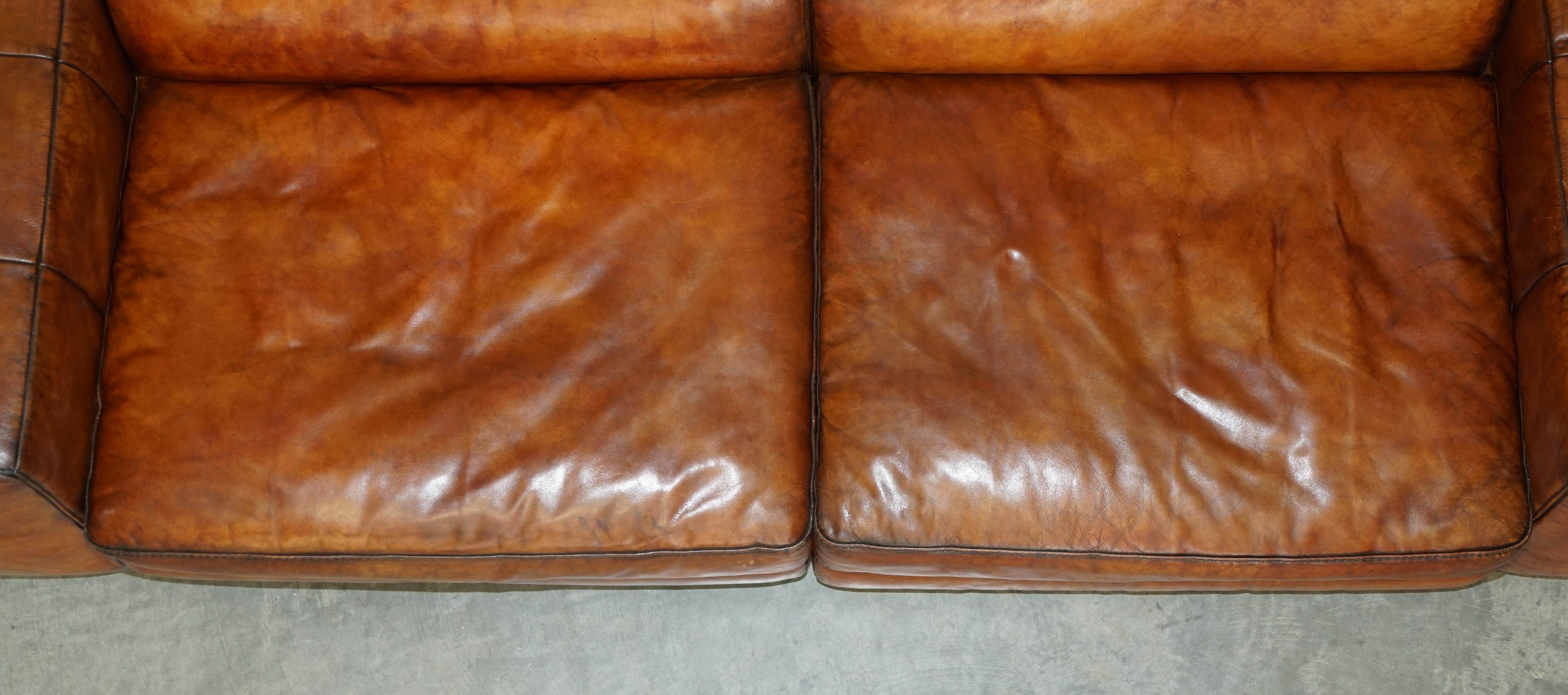 Natuzzi Roma Cigar Brown Leather Sofa Electric Raising Headrest Part of a Suite For Sale 3