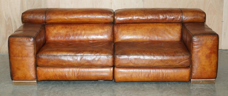 Natuzzi Roma Cigar Brown Ledersofa Elektrisch anhebbare Kopfstütze Teil einer Suite bei 1stDibs Deutschland