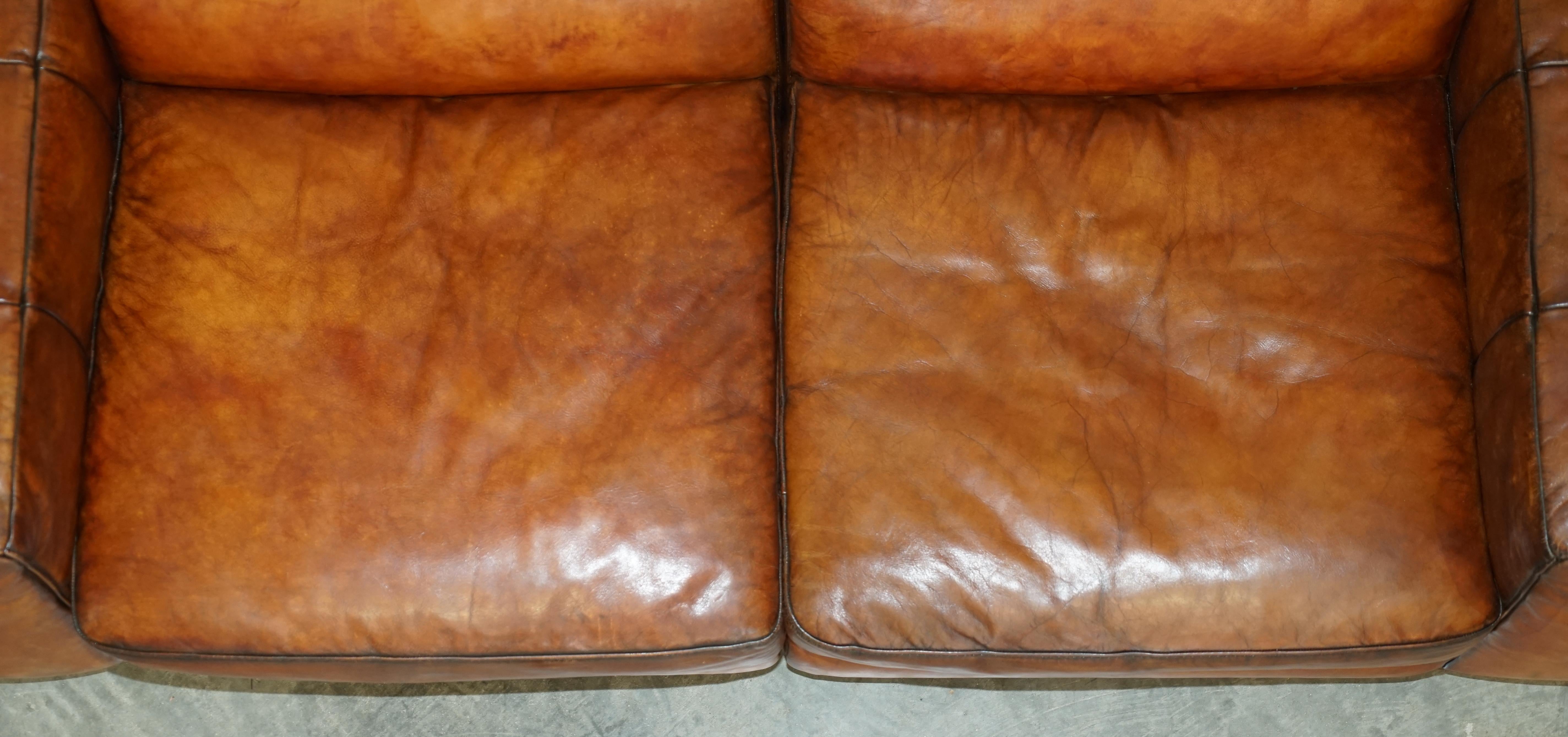 Natuzzi Roma Hand Dyed Cigar Brown Leather Sofa Raising Headrest Part of a Suite For Sale 6