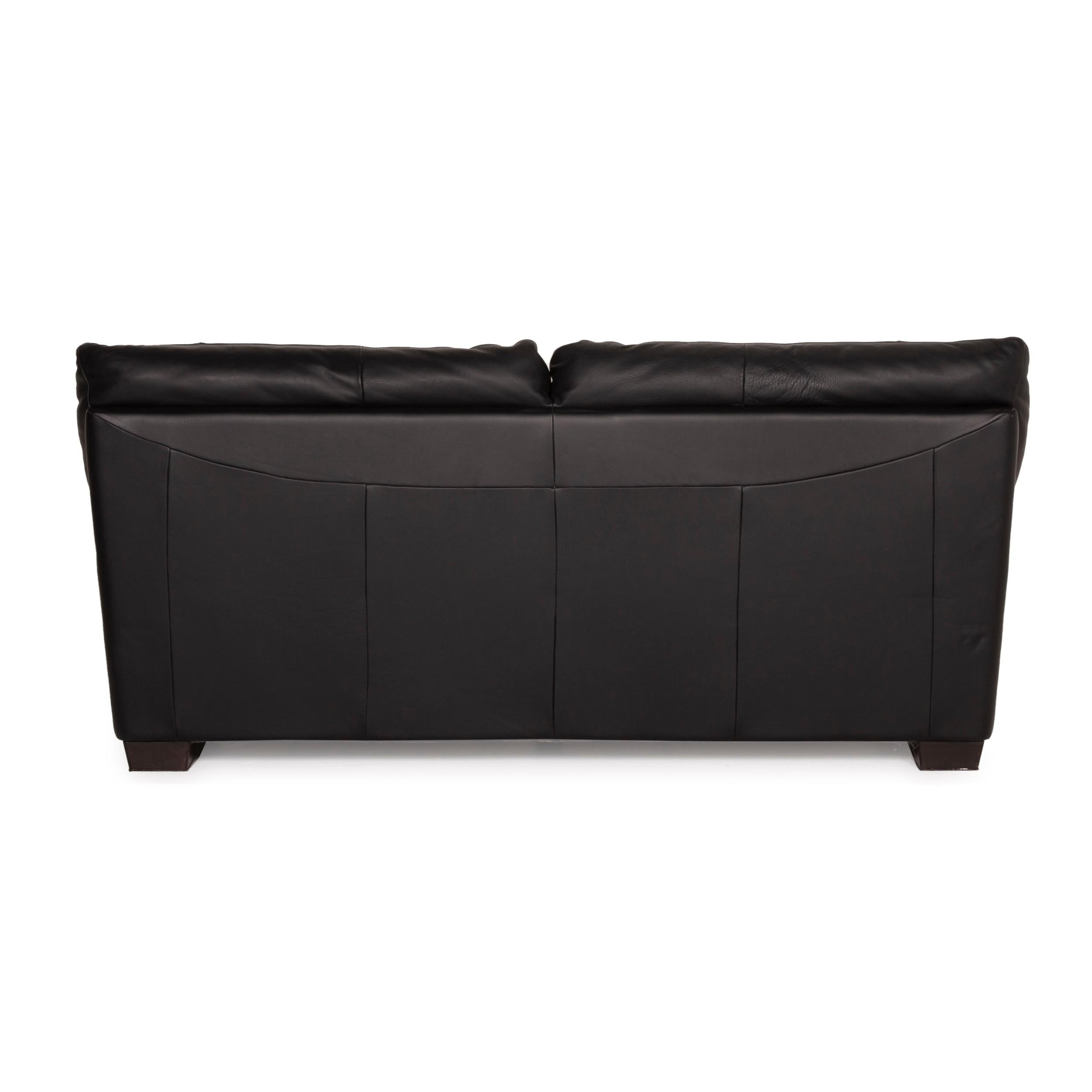 Natuzzi Two-Seater Leather Sofa Black 1