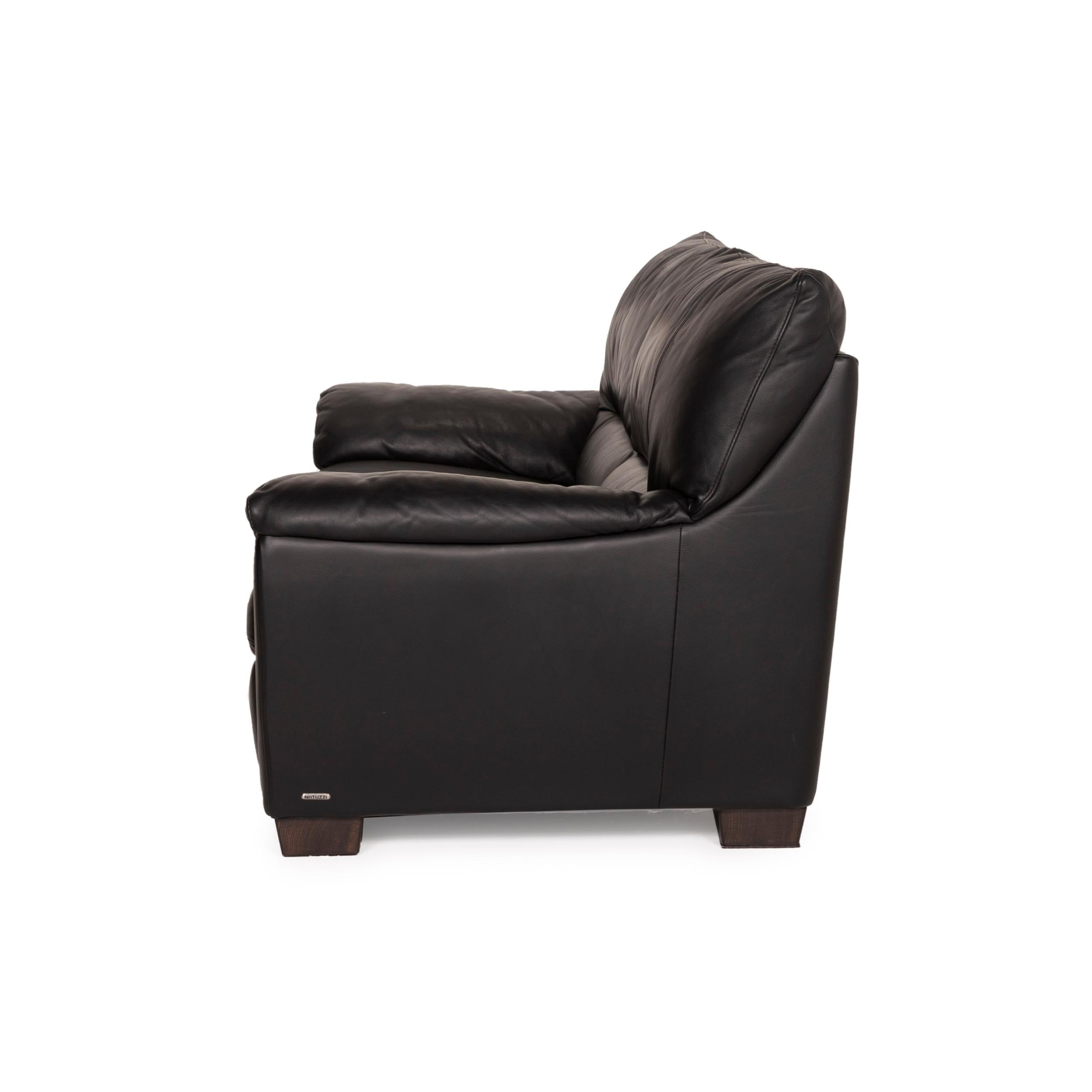 Natuzzi Two-Seater Leather Sofa Black 2