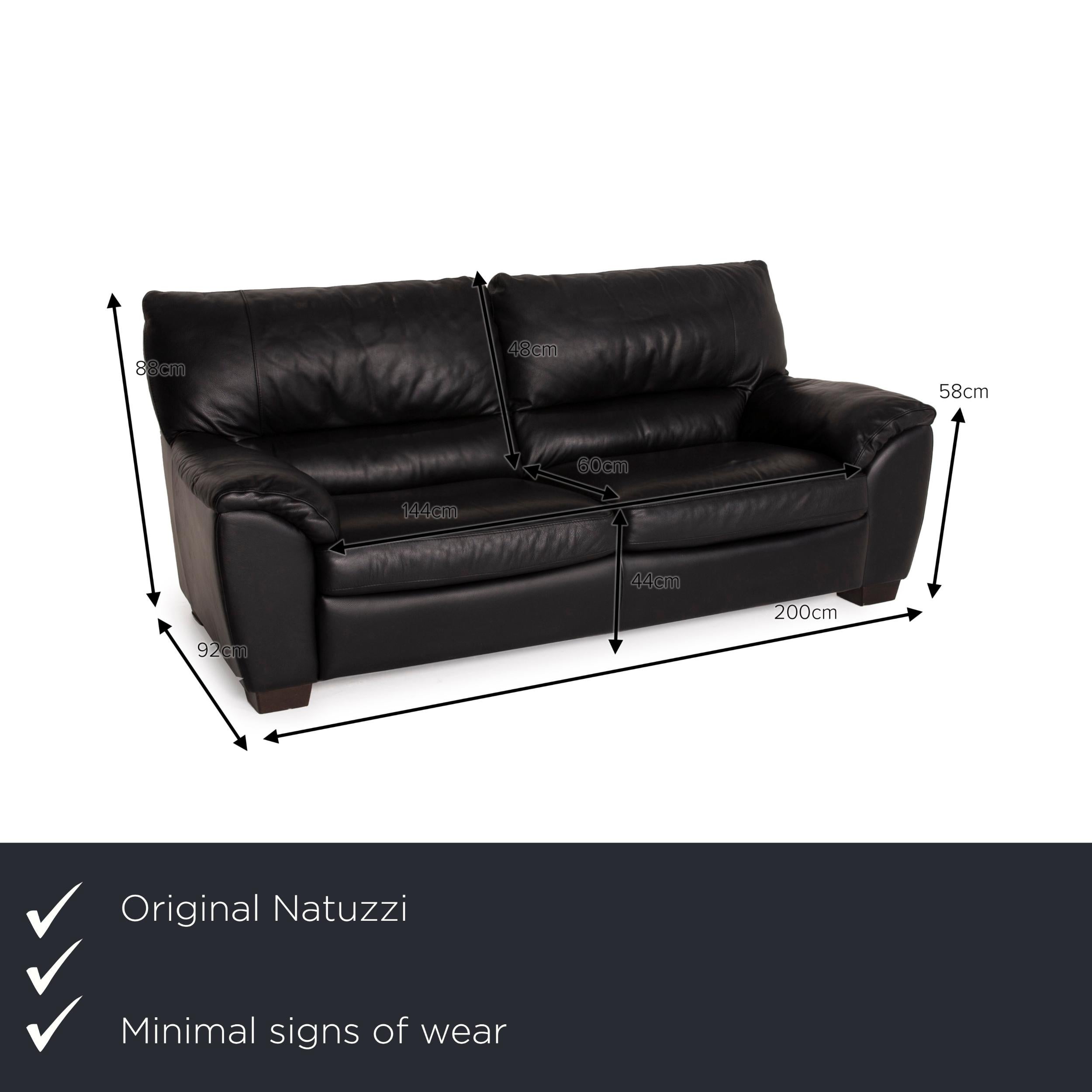 Natuzzi Two-Seater Leather Sofa Black at 1stDibs