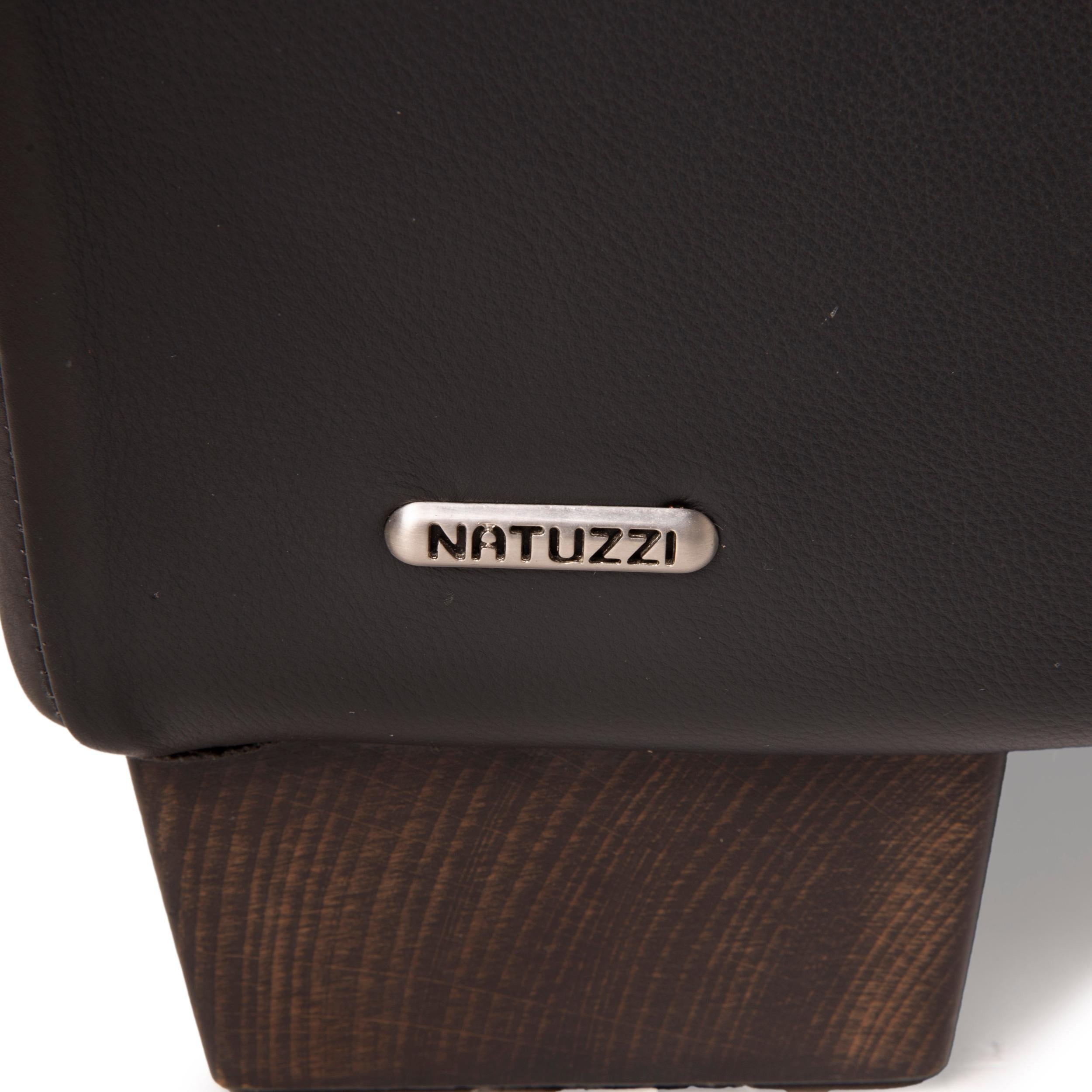 Modern Natuzzi Two-Seater Leather Sofa Black