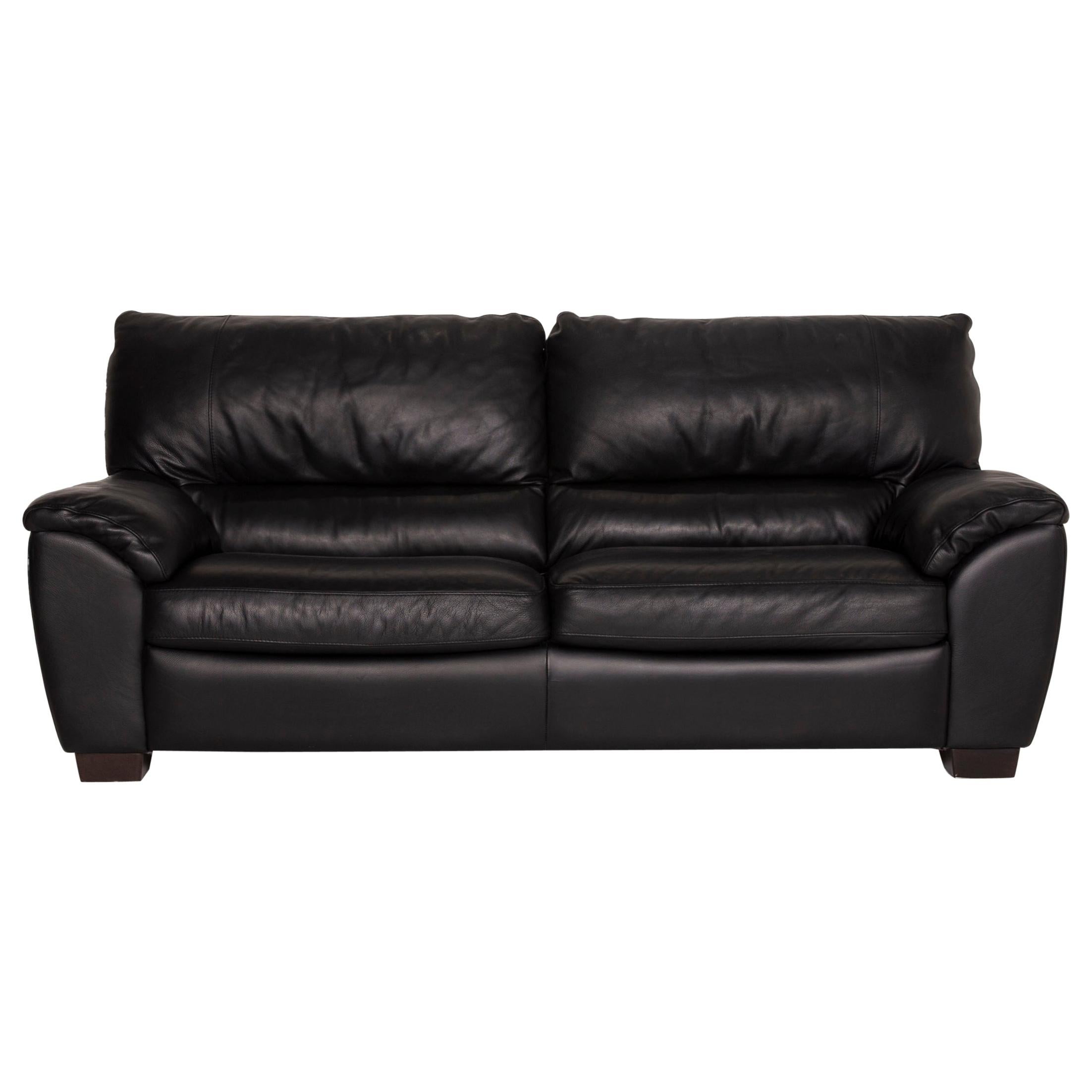 Natuzzi Two-Seater Leather Sofa Black