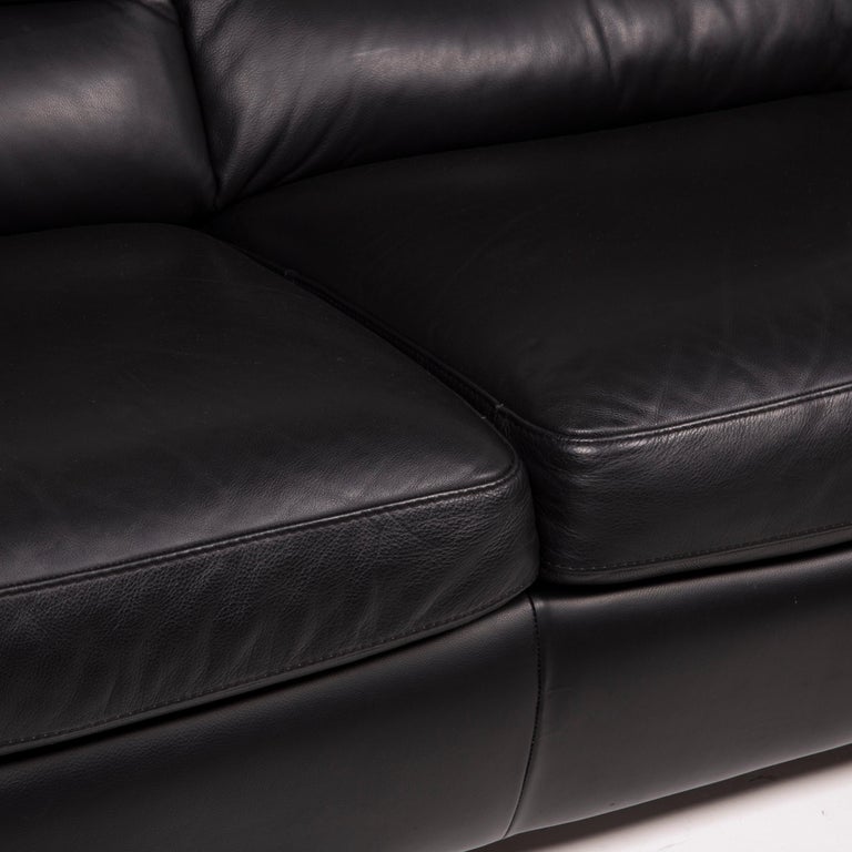 Natuzzi Two-Seater Leather Sofa Set Black 2x Two-Seater at 1stDibs | two  seater black leather sofa