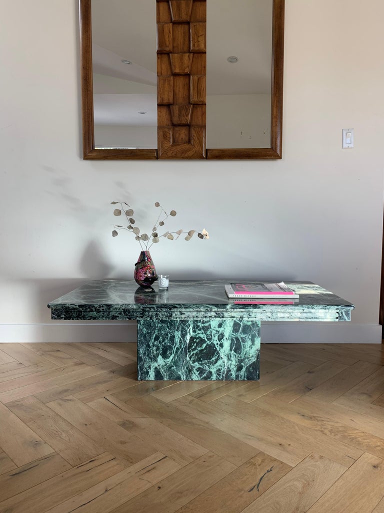 Natuzzi Vintage Italian Green Marble Coffee Table, circa 1970s at