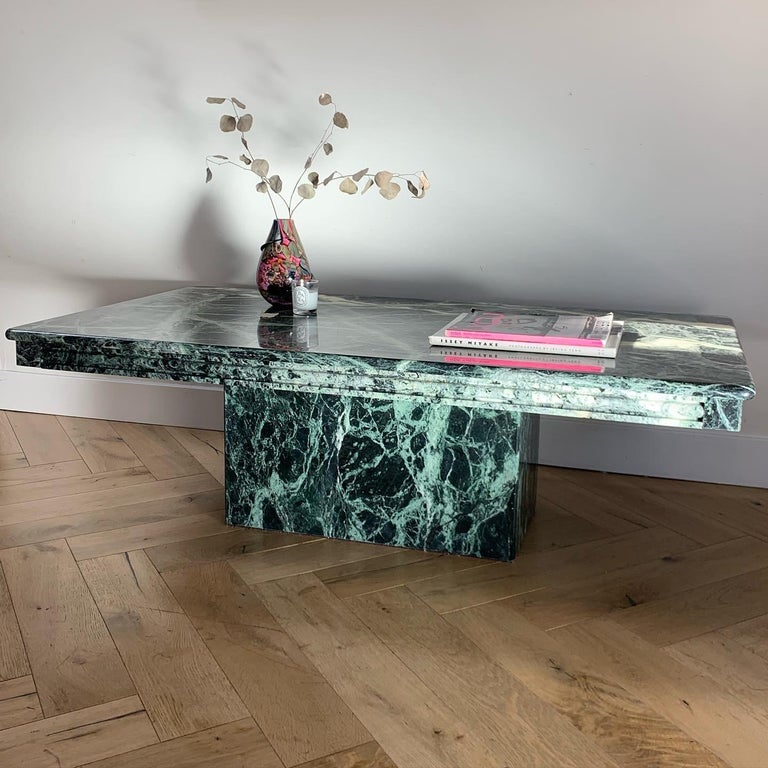 Natuzzi Vintage Italian Green Marble Coffee Table, circa 1970s at
