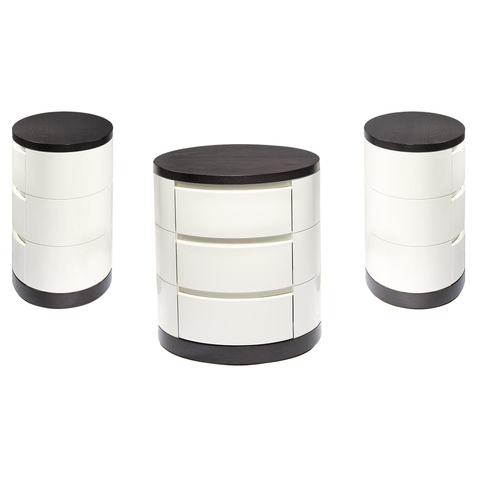 Natuzzy Contemporary and Customizable Bedside Table With Three Drawers