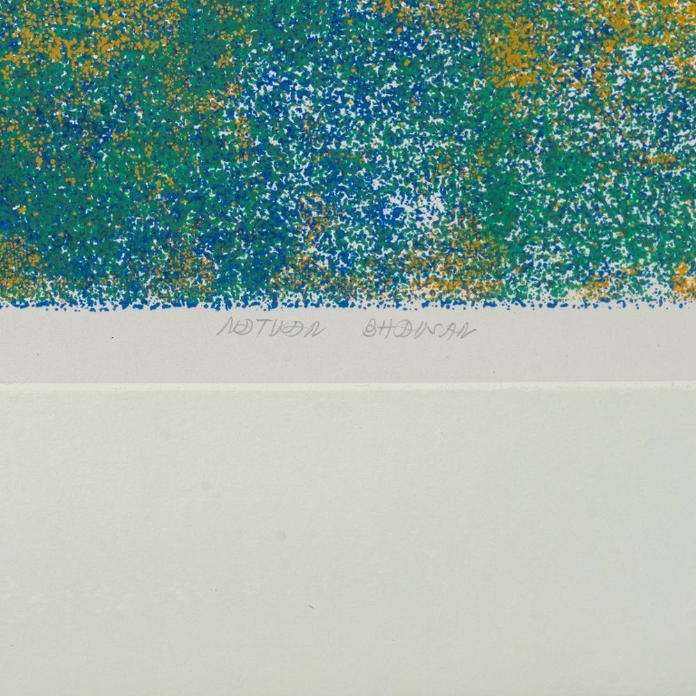 Cool Tones Color Field - Gray Abstract Print by Natvar Bhavsar