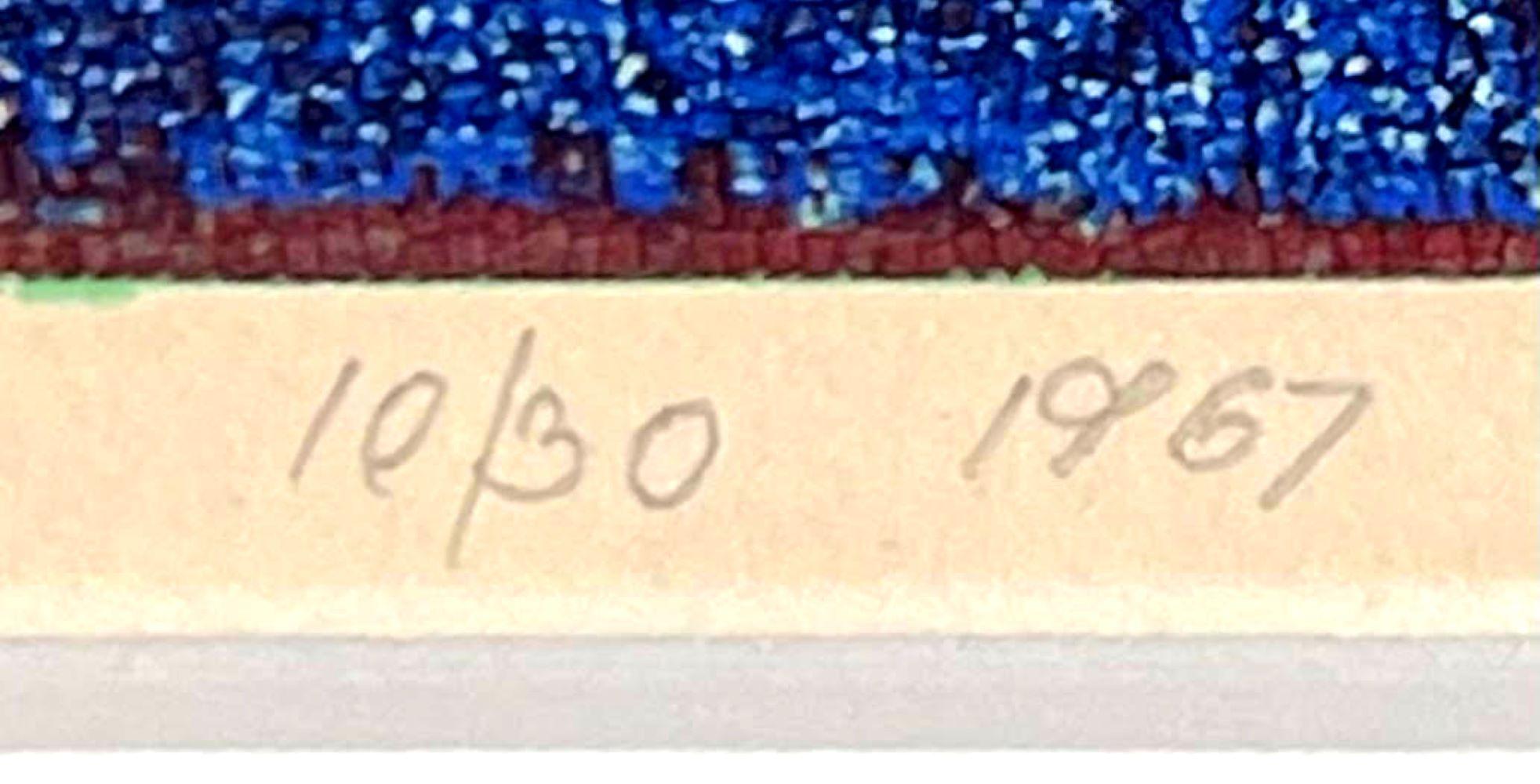 Mitte der 1960er Jahre Abstraktion Farbfeld Siebdruck signiert/N Gerahmt Famed indischen Künstler im Angebot 2