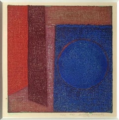 Astrazione a colori della metà degli anni '60 firmata/N incorniciata Famoso artista indiano