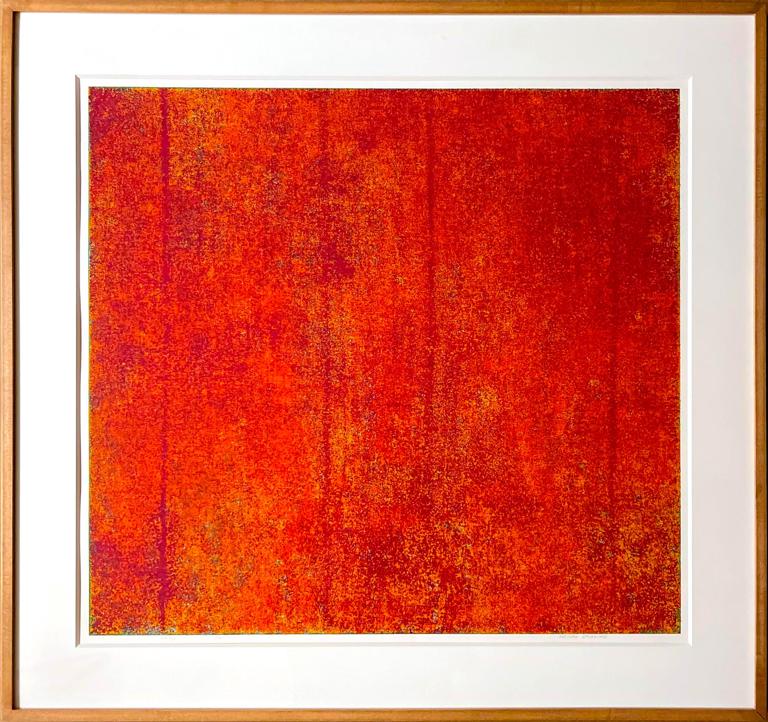 Untitled color-field abstract expressionist print (hand signed, numbered) FRAMED - Print by Natvar Bhavsar