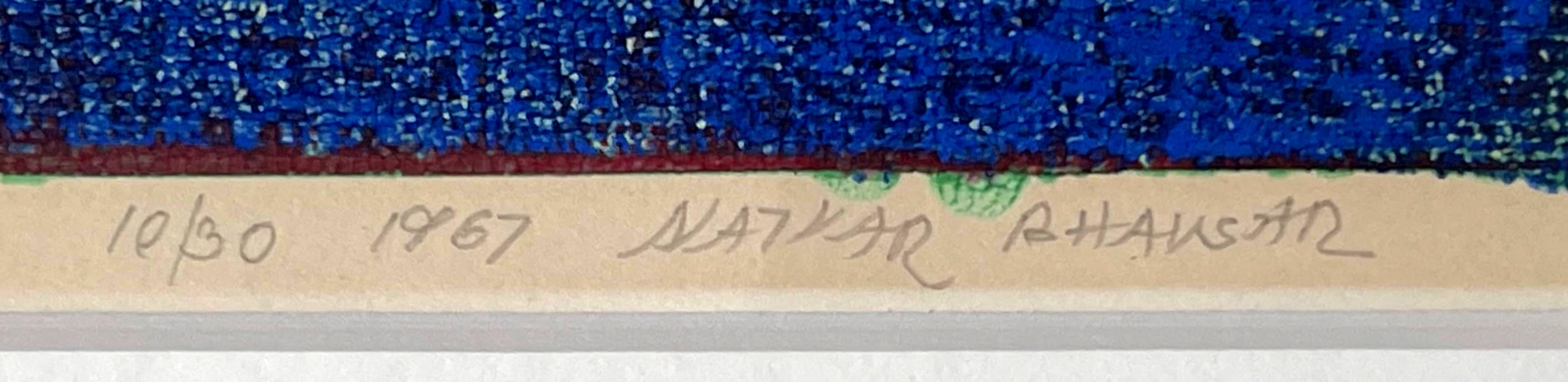 Natvar Bhavsar
Ohne Titel, Mitte der 1960er Jahre, Abstraktion, 1967
Siebdruck
Mit Bleistift signiert, datiert und nummeriert 10/30 von Natvar Bhavsar auf der Vorderseite
Inklusive Rahmen: Elegant gerahmt in einem modernen Holzrahmen in