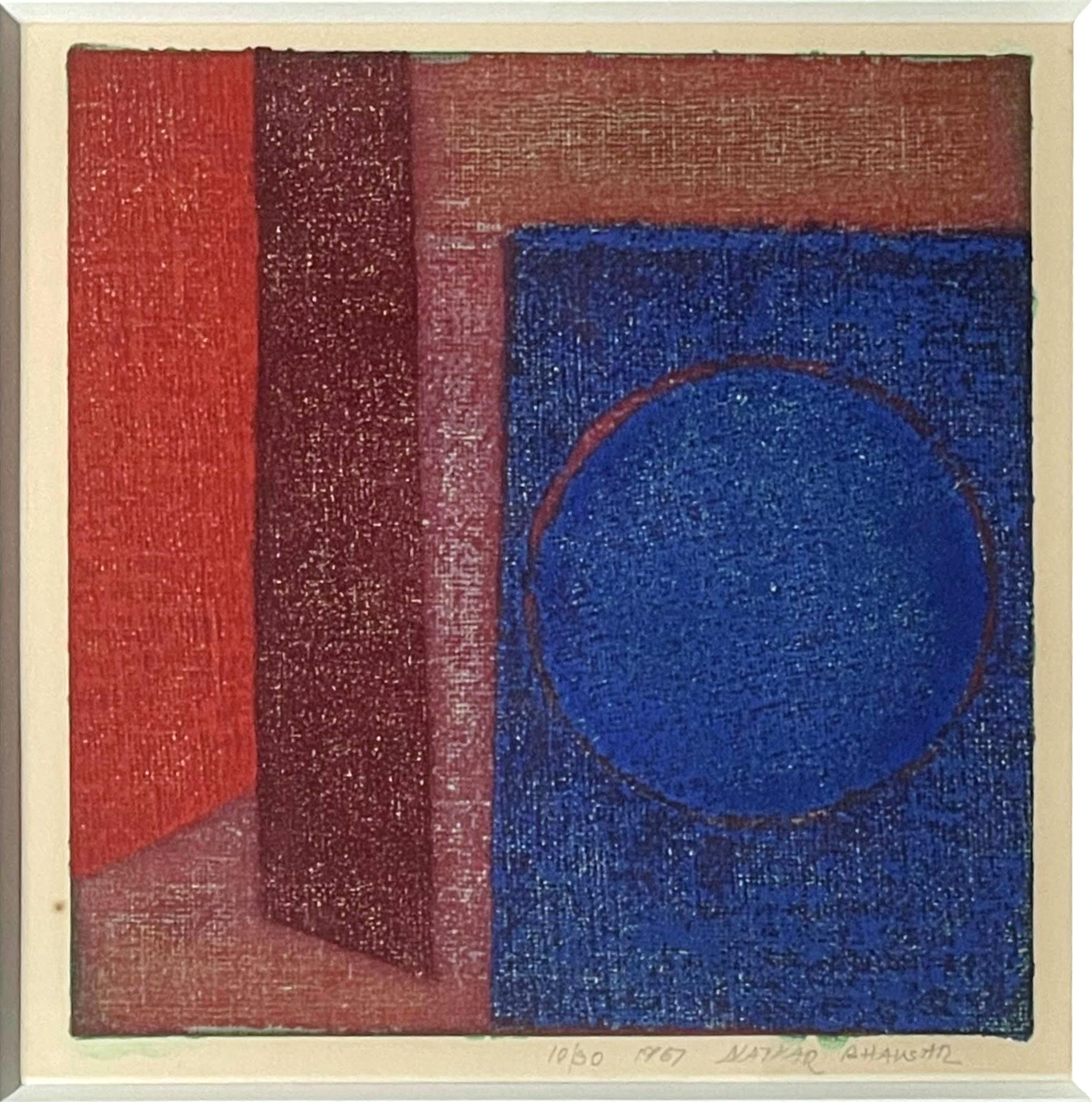 Untitled mid 1960s abstraction, silkscreen signed/N Framed, color field India  - Print by Natvar Bhavsar