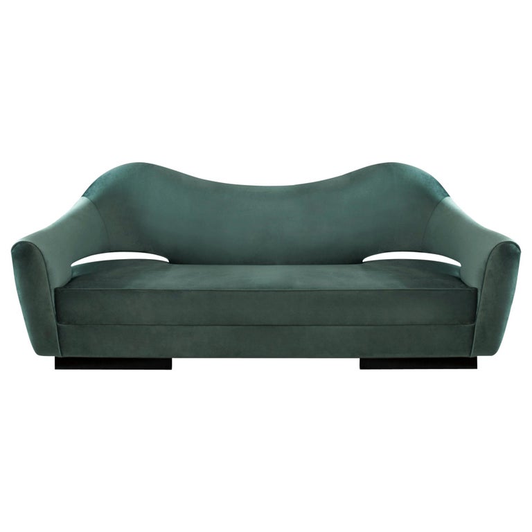 Nau Sofa in Forest Green Velvet For Sale at 1stdibs