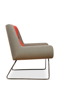 Naughtone X Herman Miller Hush Low Chair with Red and Grey Felt Upholstery
