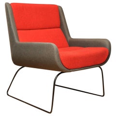 Used Naughtone X Herman Miller Hush Low Chair with Red and Grey Felt Upholstery